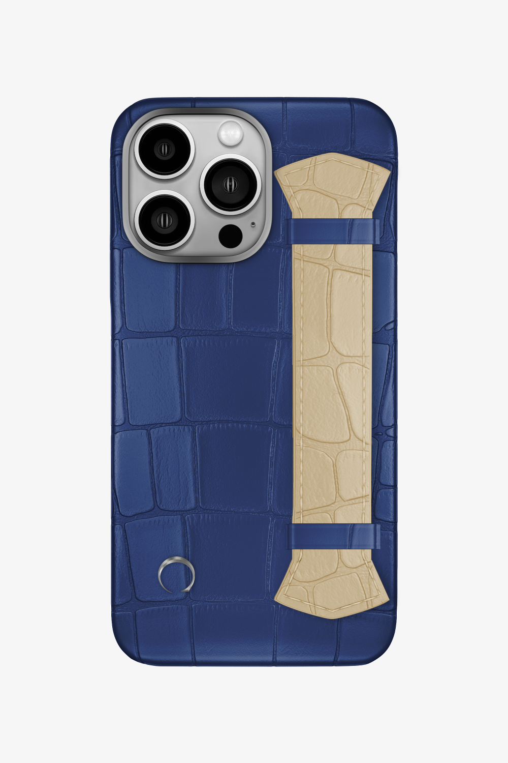 Majestic Alligator Strap Case for iPhone 16 Pro - Navy Blue / Vanilla - zollofrance