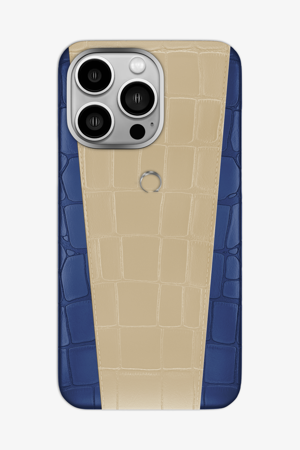 Two-tone Alligator Case for iPhone 16 Pro Max - Navy Blue / Vanilla - zollofrance