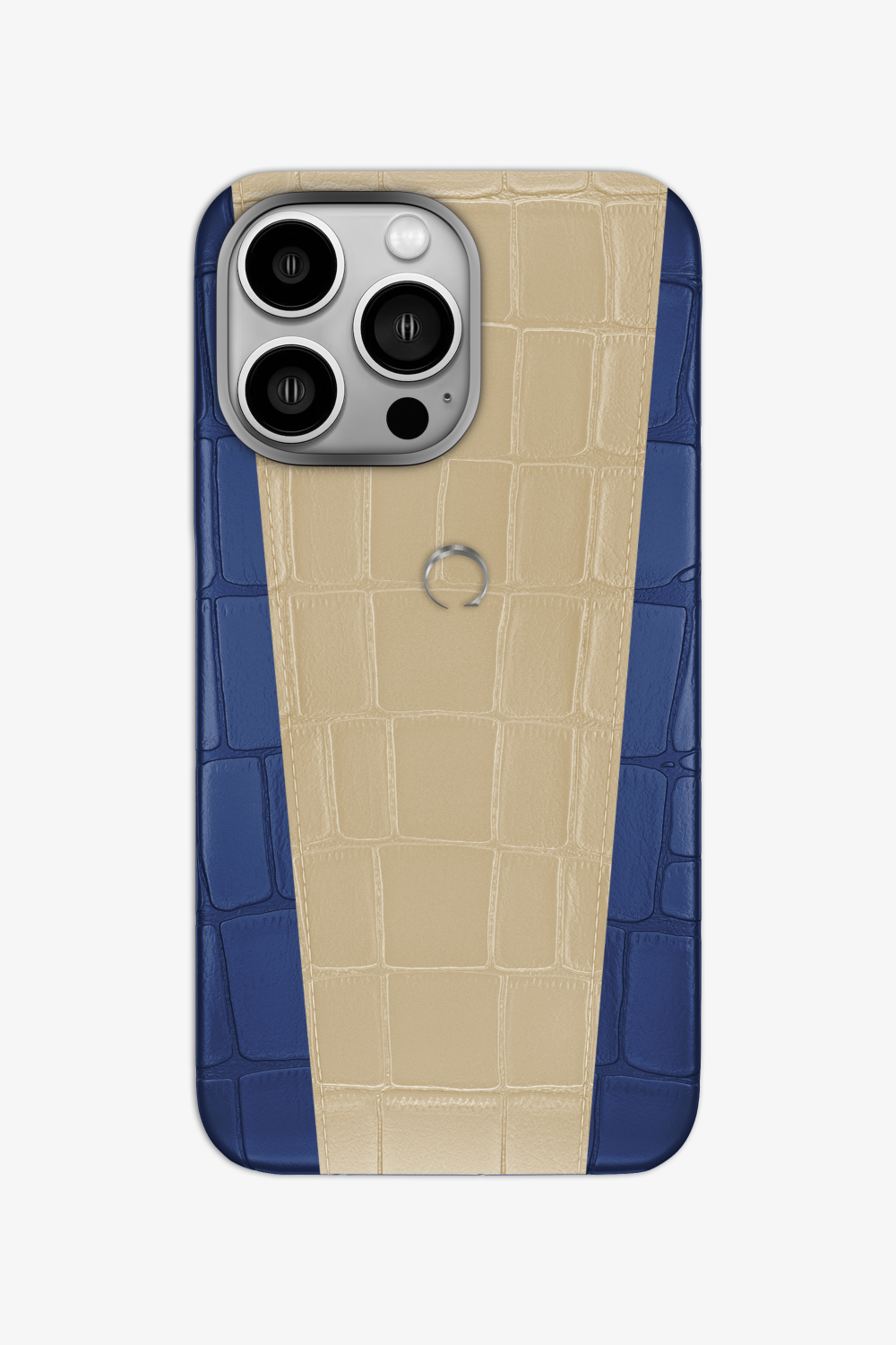 Two-tone Alligator Case for iPhone 16 Pro - Navy Blue / Vanilla - zollofrance