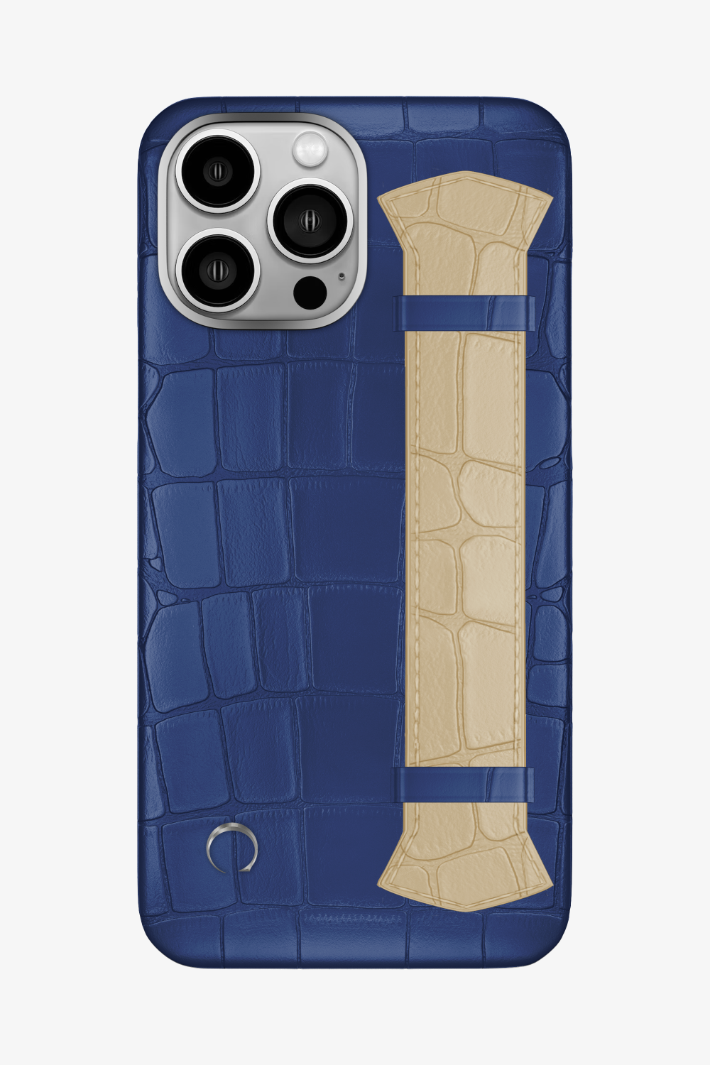 Majestic Alligator Strap Case for iPhone 16 Pro Max - Navy Blue / Vanilla - zollofrance