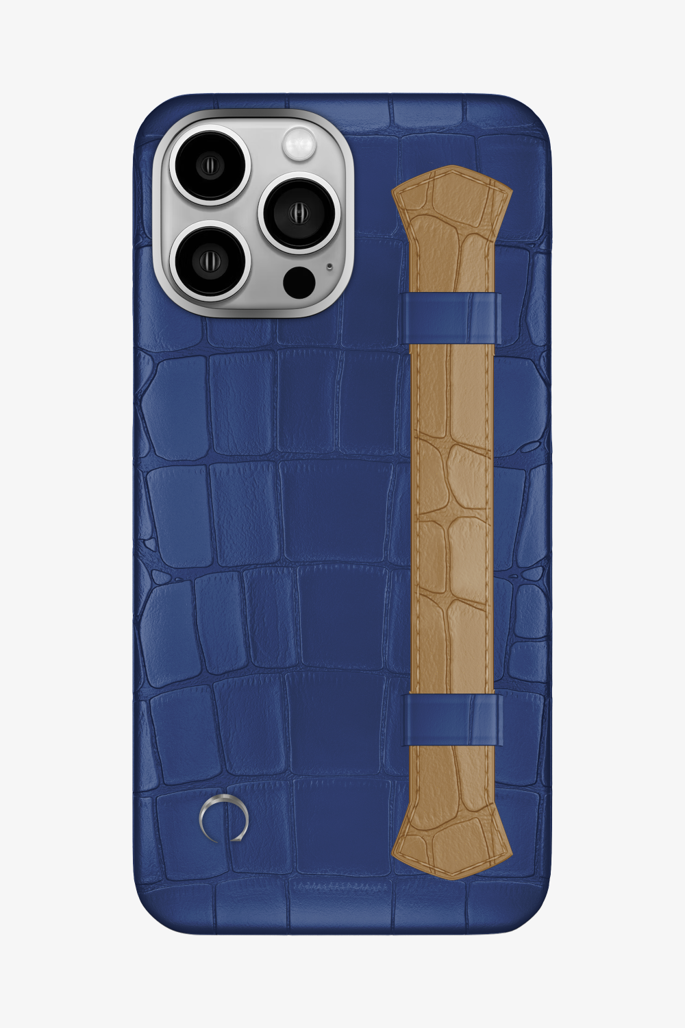 Double Headed Alligator Strap Case for iPhone 16 Pro Max - Navy Blue / Latte - zollofrance