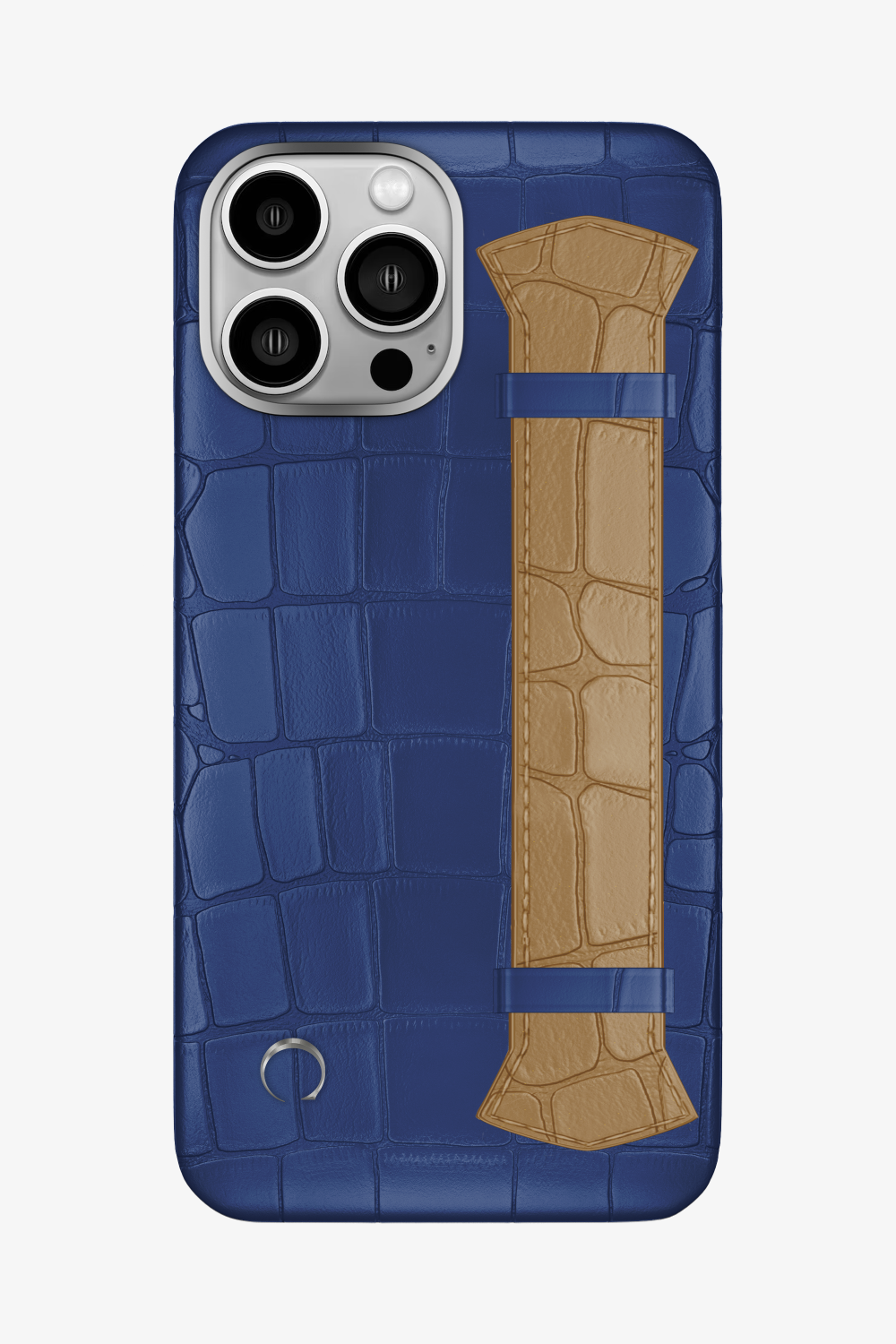 Majestic Alligator Strap Case for iPhone 16 Pro Max - Navy Blue / Latte - zollofrance