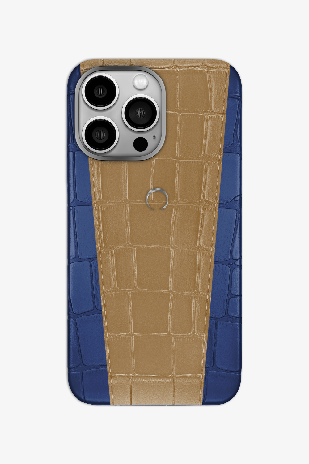 Two-tone Alligator Case for iPhone 16 Pro - Navy Blue / Latte - zollofrance