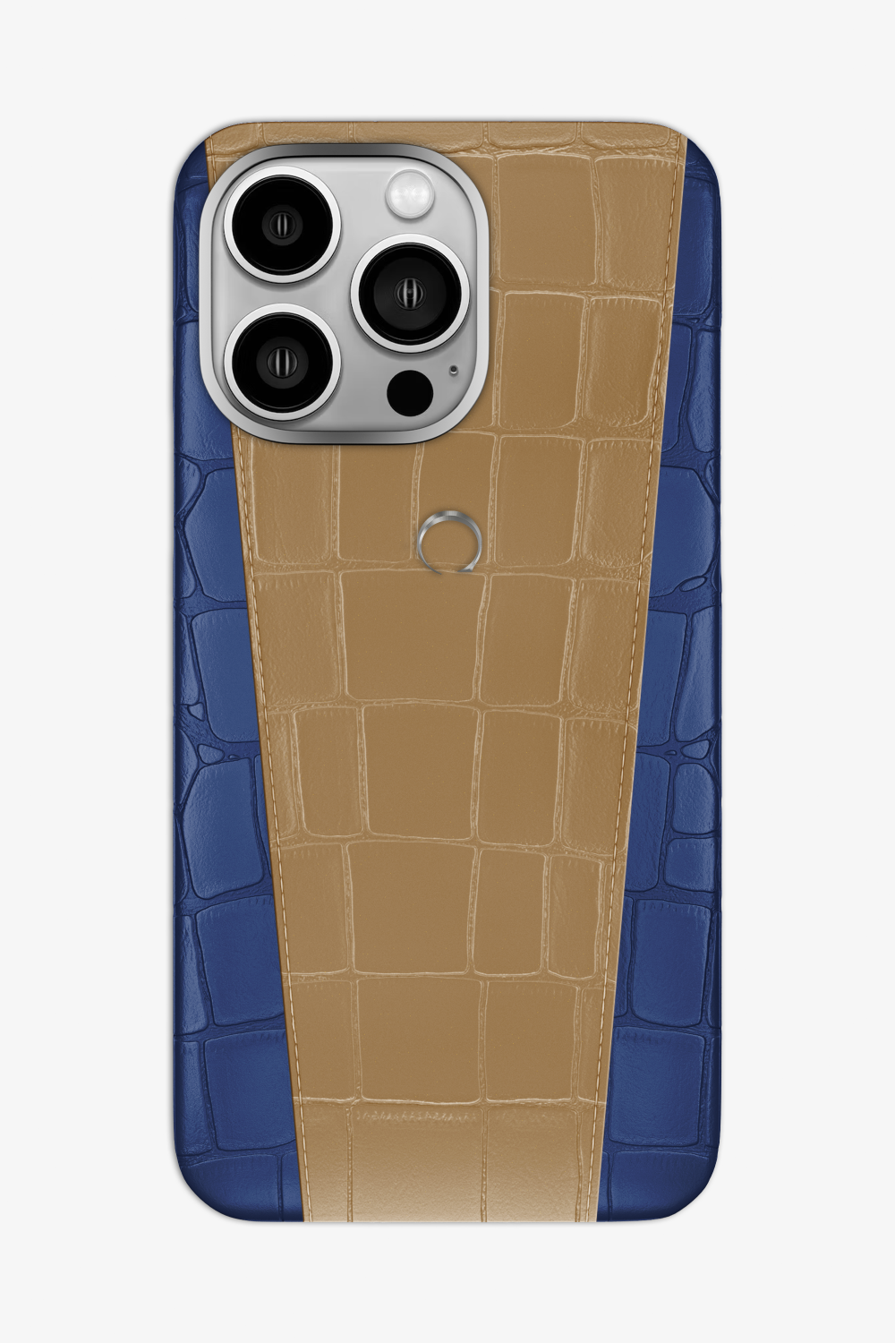 Two-tone Alligator Case for iPhone 16 Pro Max - Navy Blue / Latte - zollofrance