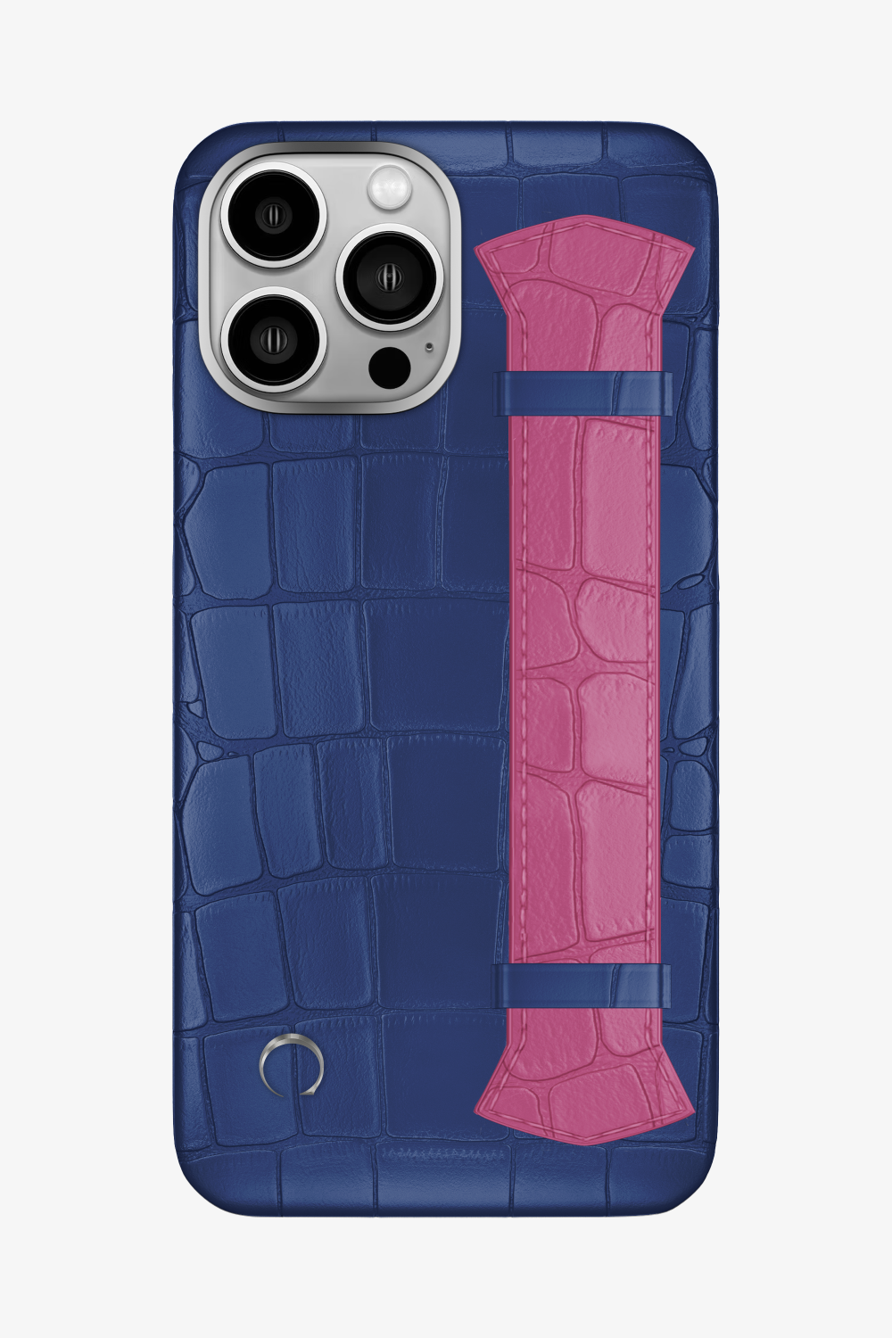 Majestic Alligator Strap Case for iPhone 16 Pro Max - Navy Blue / Pink Fuchsia - zollofrance