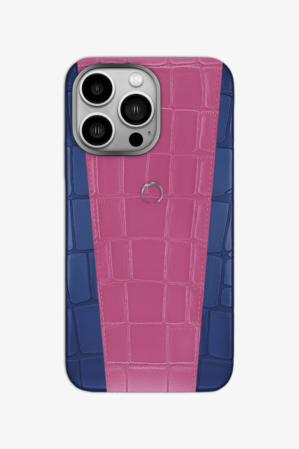 Two-tone Alligator Case for iPhone 16 Pro - Navy Blue / Pink Fuchsia - zollofrance