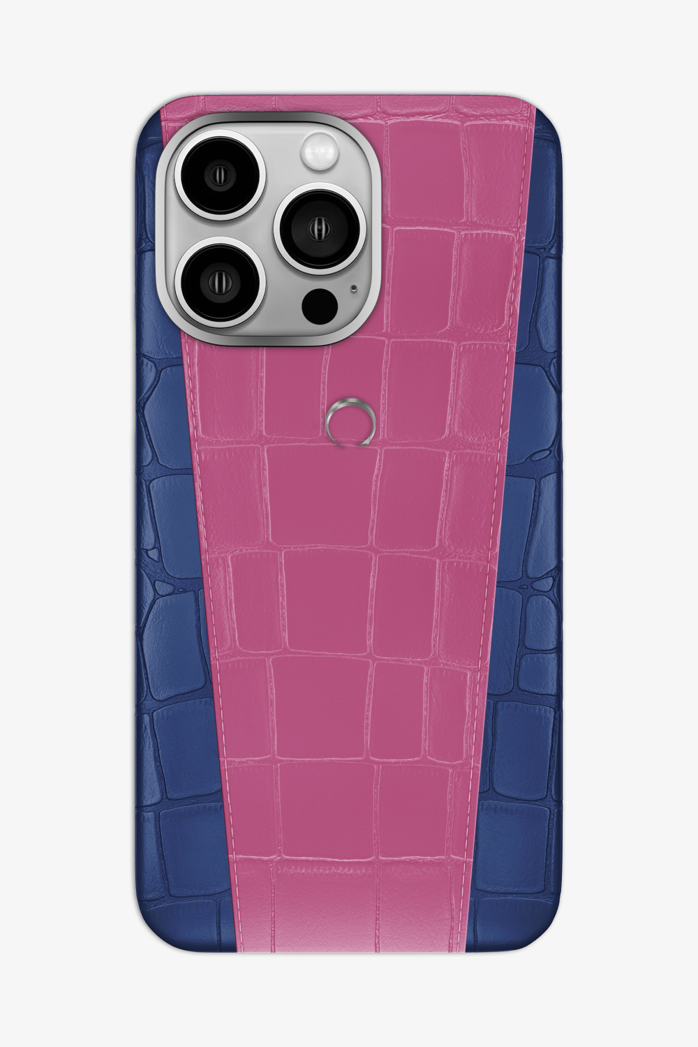 Two-tone Alligator Case for iPhone 16 Pro Max - Navy Blue / Pink Fuchsia - zollofrance