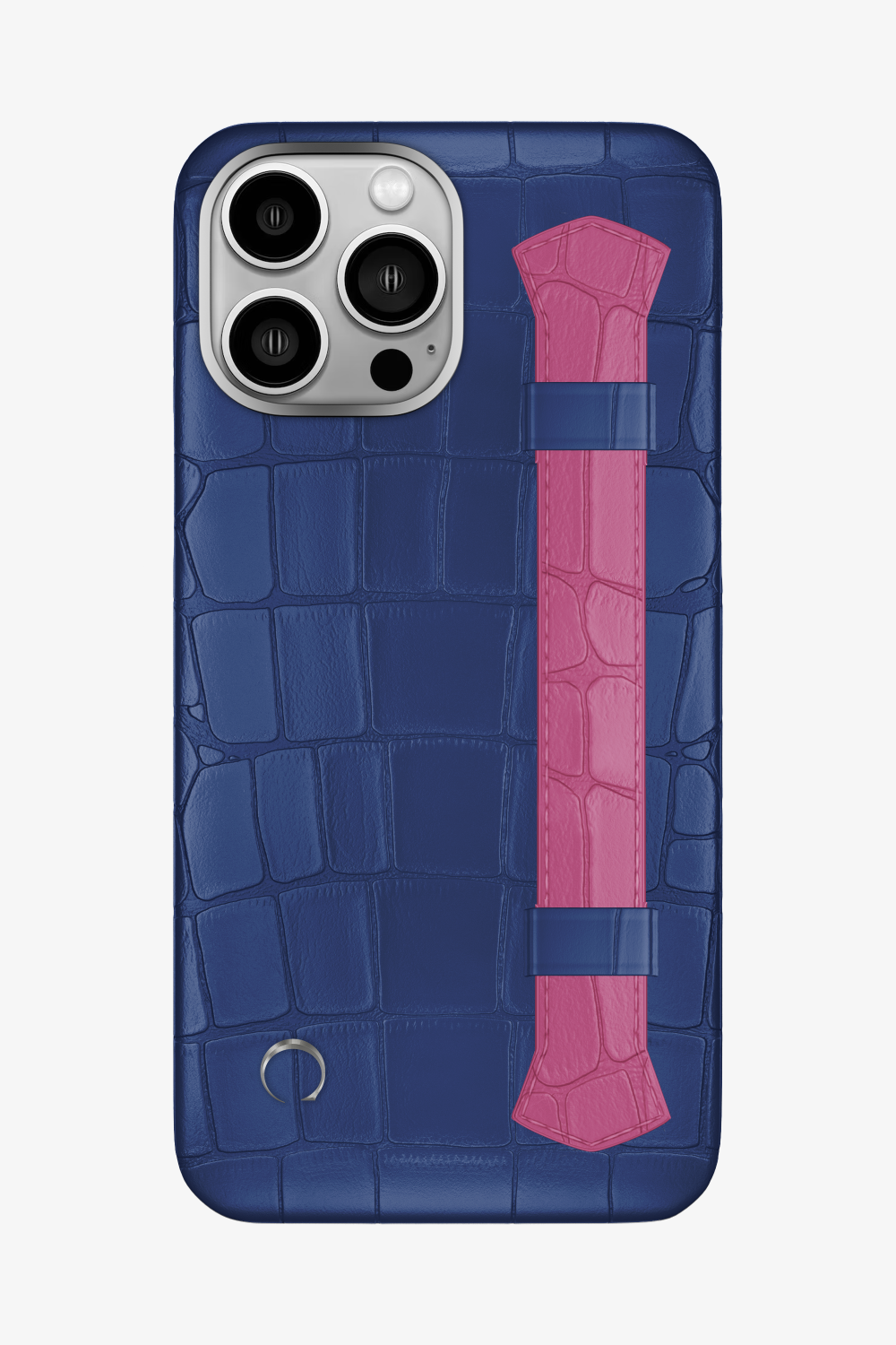 Double Headed Alligator Strap Case for iPhone 16 Pro Max - Navy Blue / Pink Fuchsia - zollofrance