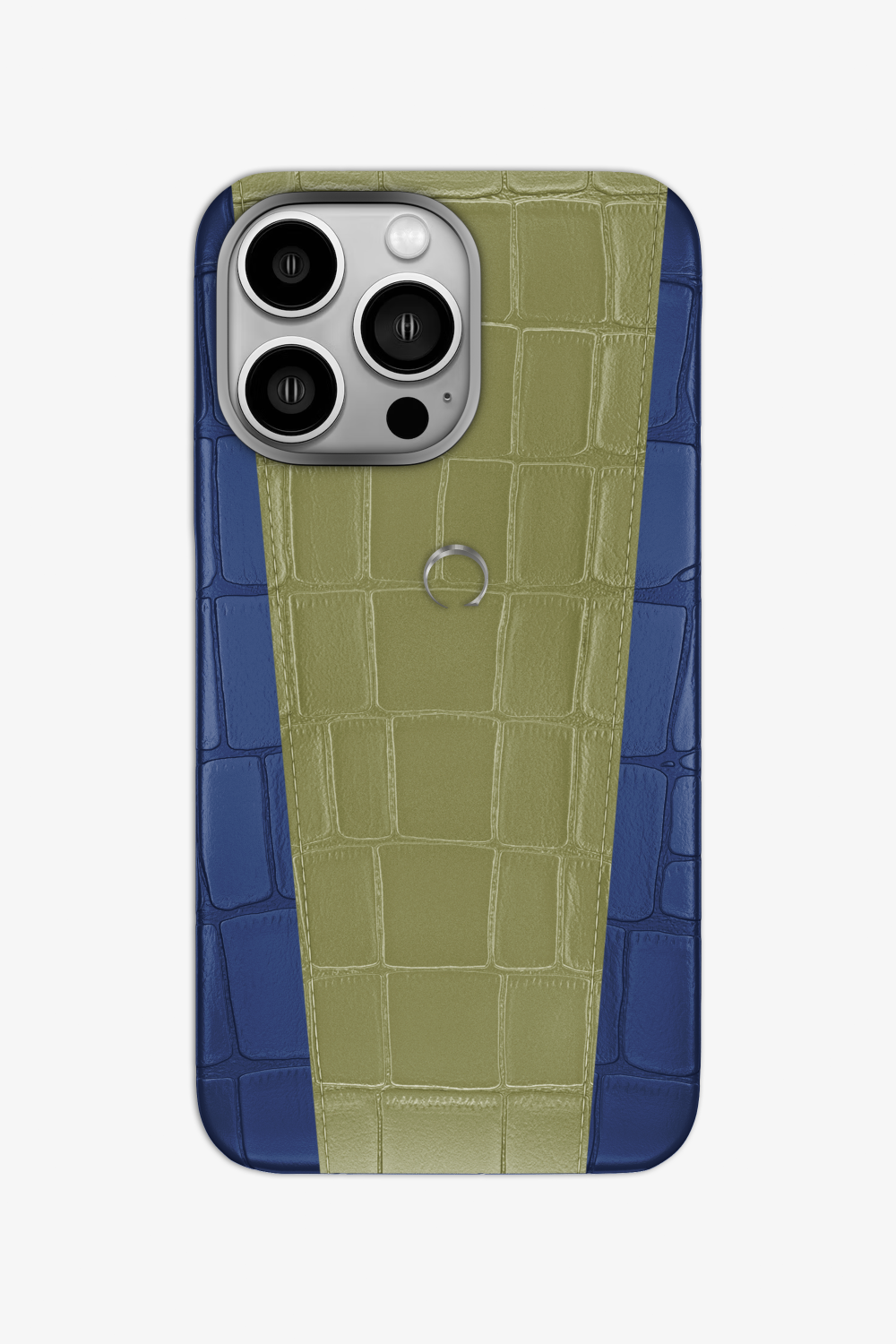 Two-tone Alligator Case for iPhone 16 Pro - Navy Blue / Khaki - zollofrance