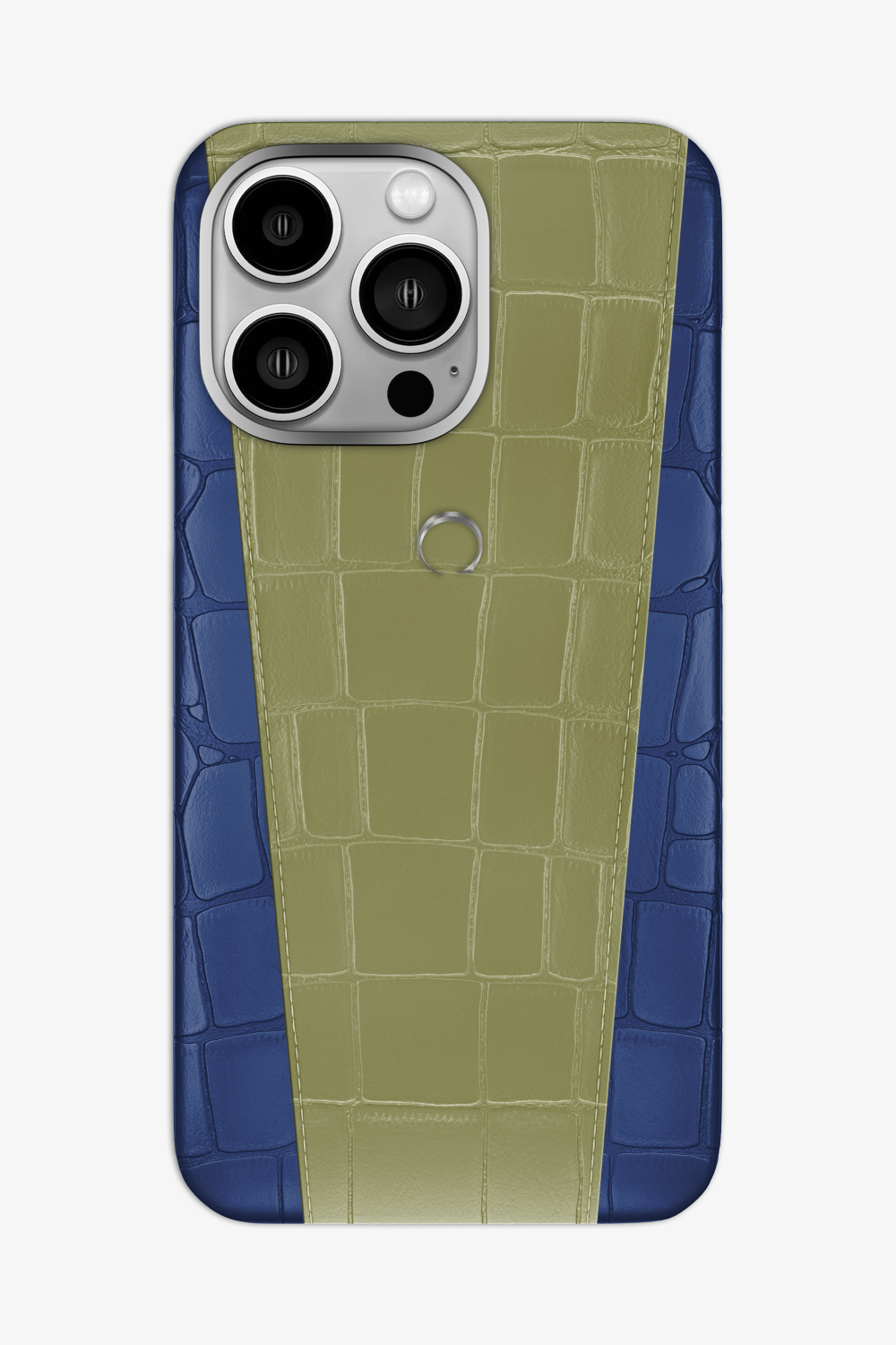 Two-tone Alligator Case for iPhone 16 Pro Max - Navy Blue / Khaki - zollofrance