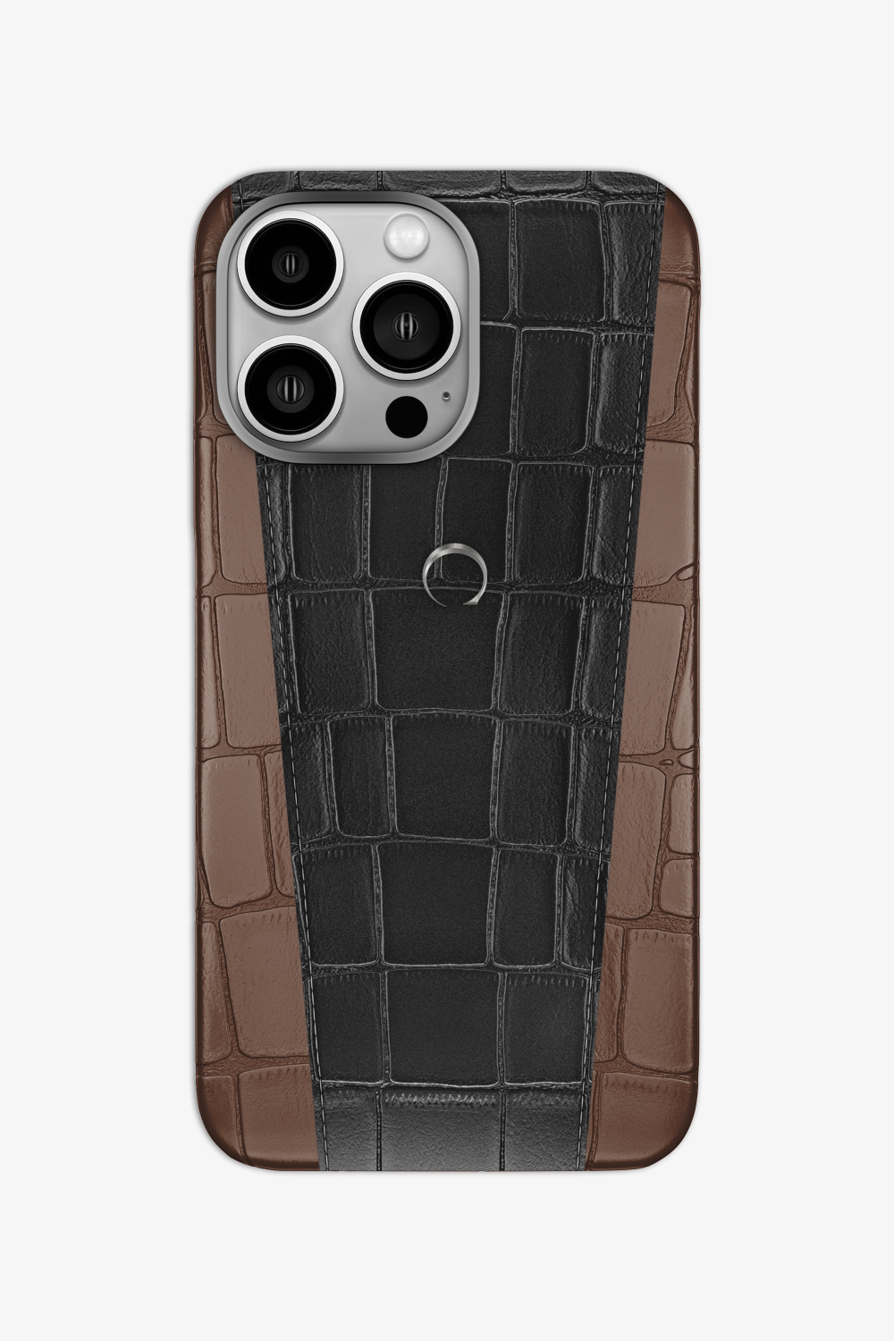 Two-tone Alligator Case for iPhone 16 Pro - Cocoa / Black - zollofrance