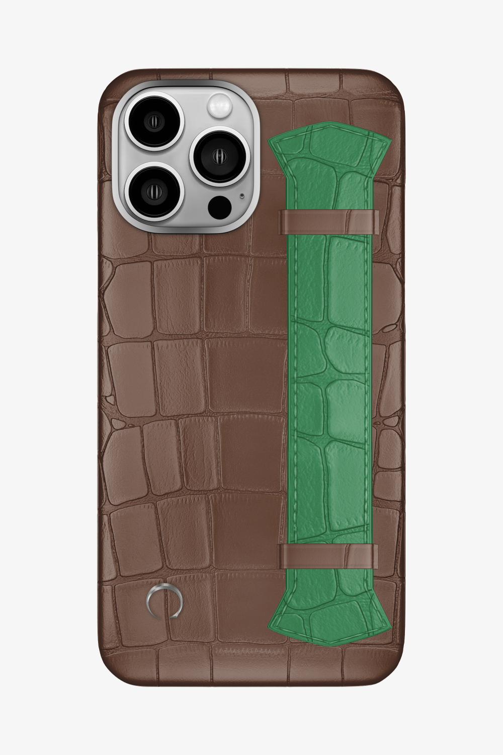 Majestic Alligator Strap Case for iPhone 16 Pro Max - Cocoa / Green Emerald - zollofrance