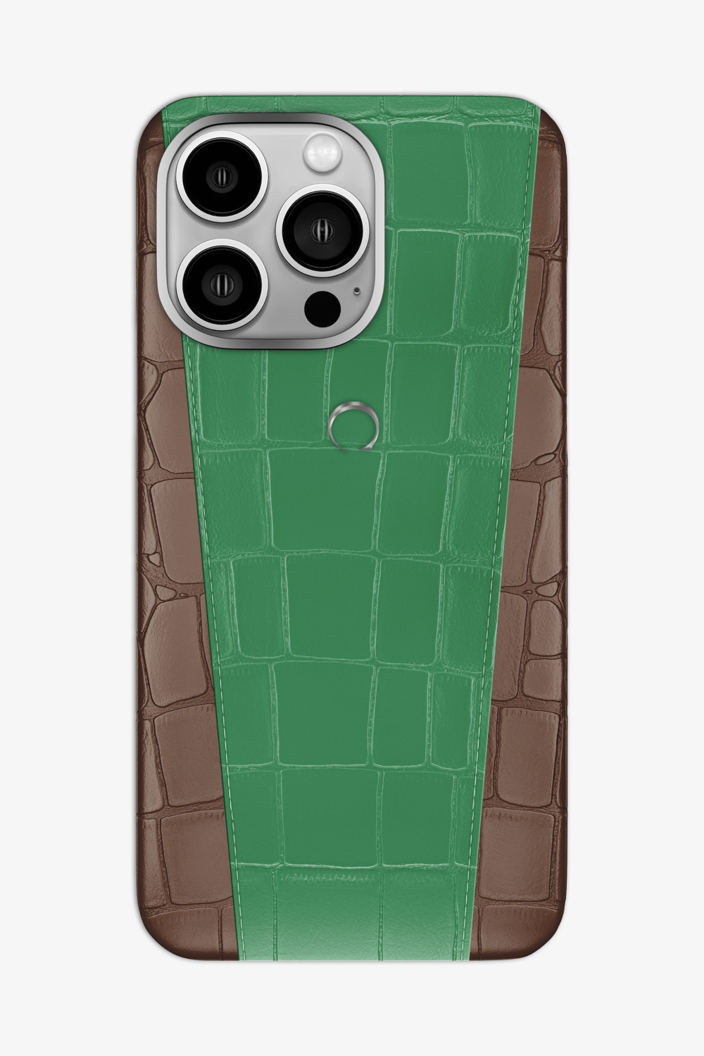 Two-tone Alligator Case for iPhone 16 Pro Max - Cocoa / Green Emerald - zollofrance