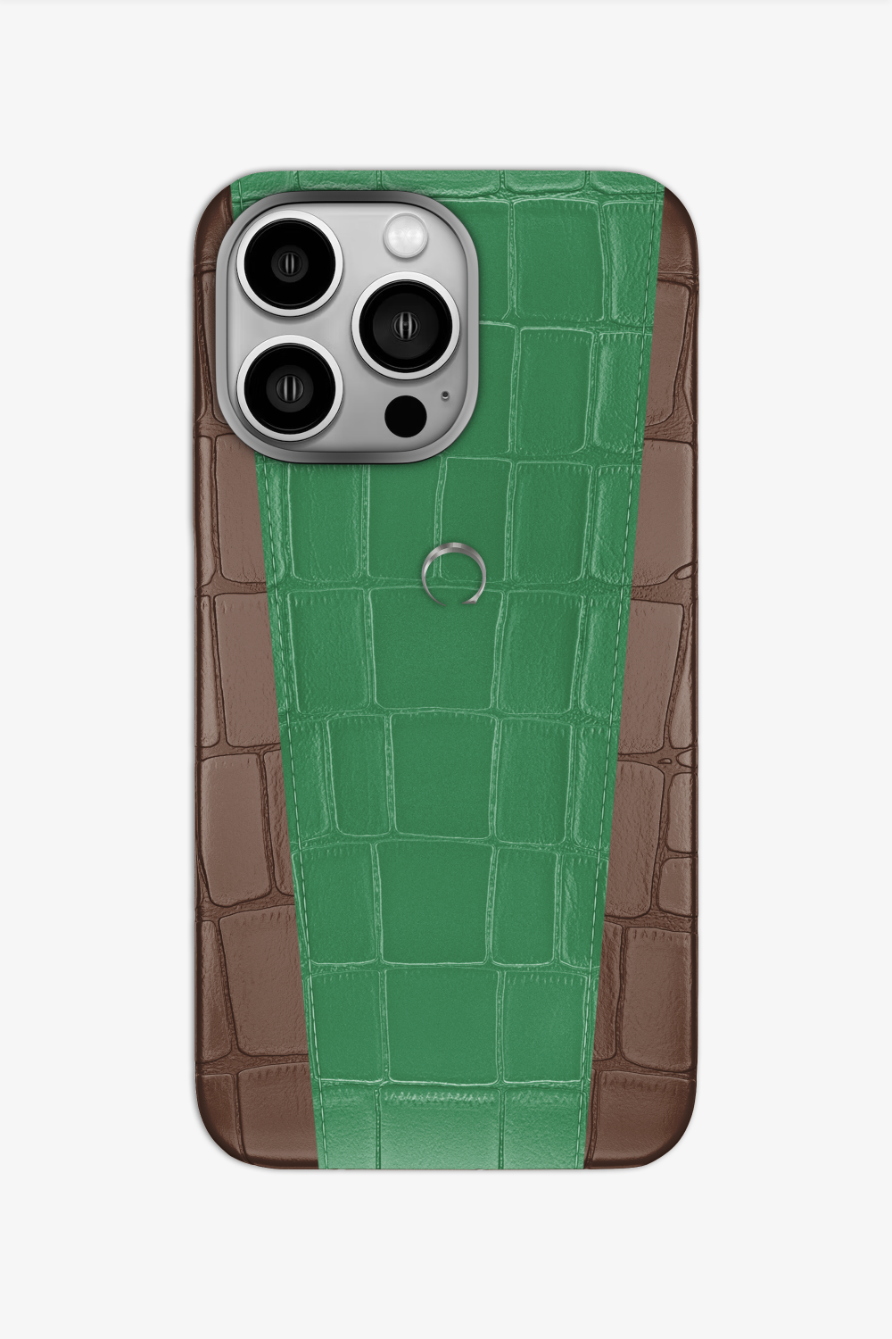 Two-tone Alligator Case for iPhone 16 Pro - Cocoa / Green Emerald - zollofrance