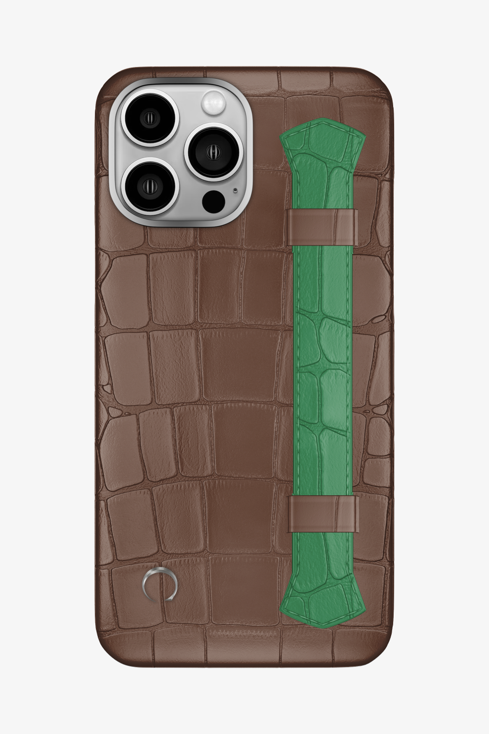 Double Headed Alligator Strap Case for iPhone 16 Pro Max - Cocoa / Green Emerald - zollofrance