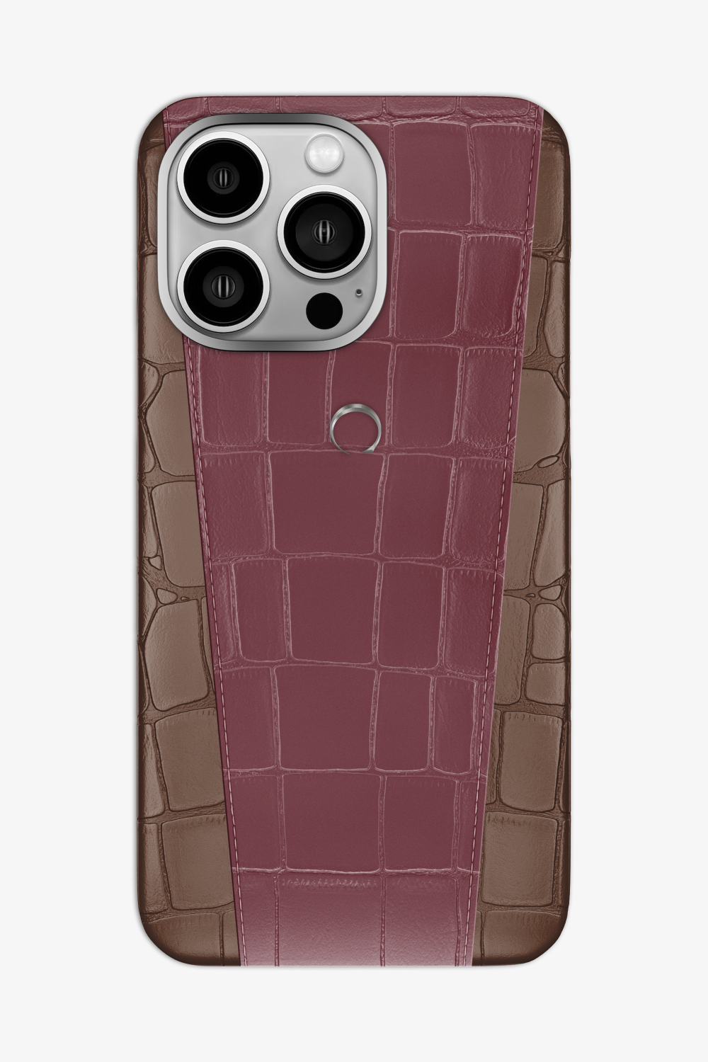 Two-tone Alligator Case for iPhone 16 Pro Max - Cocoa / Burgundy - zollofrance