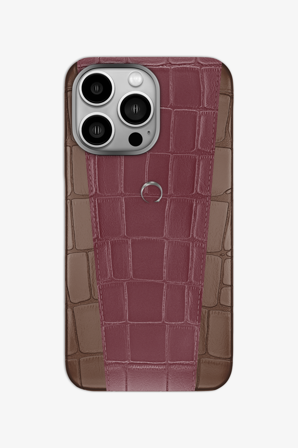 Two-tone Alligator Case for iPhone 16 Pro - Cocoa / Burgundy - zollofrance