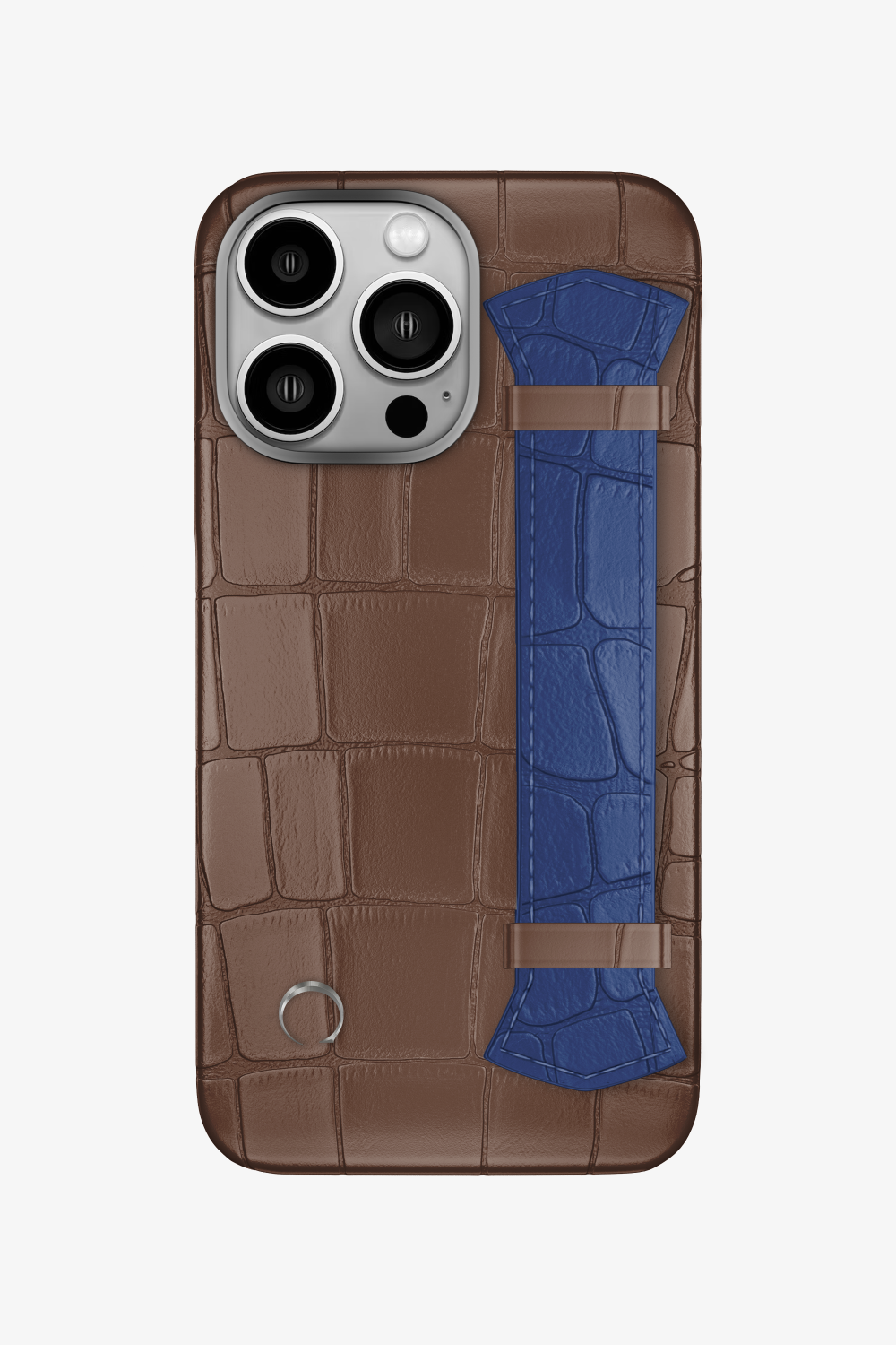 Majestic Alligator Strap Case for iPhone 16 Pro - Cocoa / Navy Blue - zollofrance