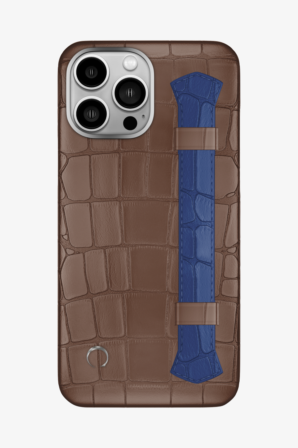 Double Headed Alligator Strap Case for iPhone 16 Pro Max - Cocoa / Navy Blue - zollofrance