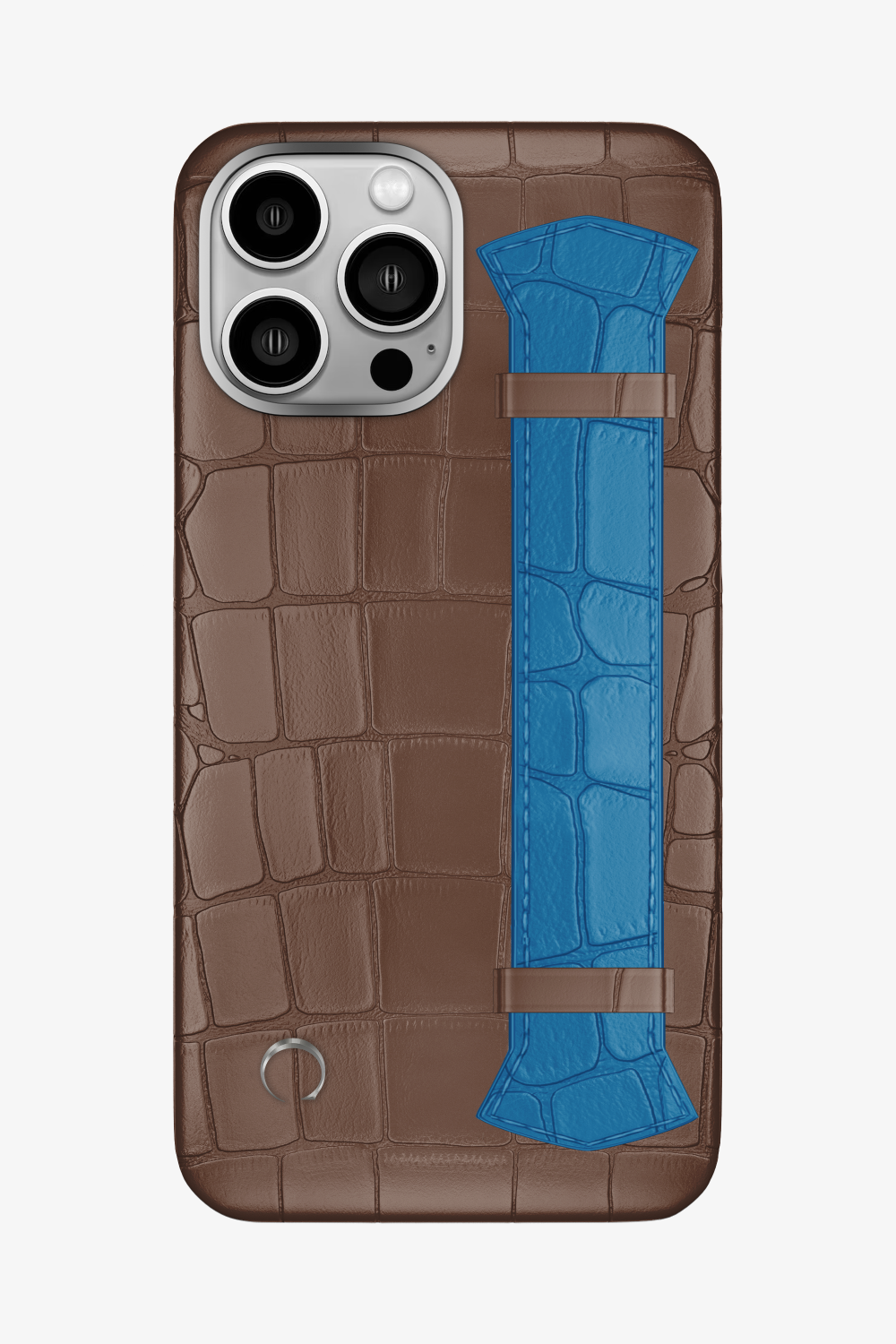 Majestic Alligator Strap Case for iPhone 16 Pro Max - Cocoa / Blue Lagoon - zollofrance