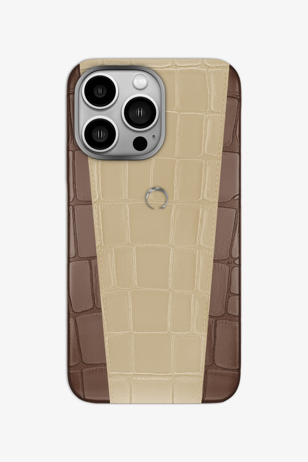 Two-tone Alligator Case for iPhone 16 Pro - Cocoa / Vanilla - zollofrance