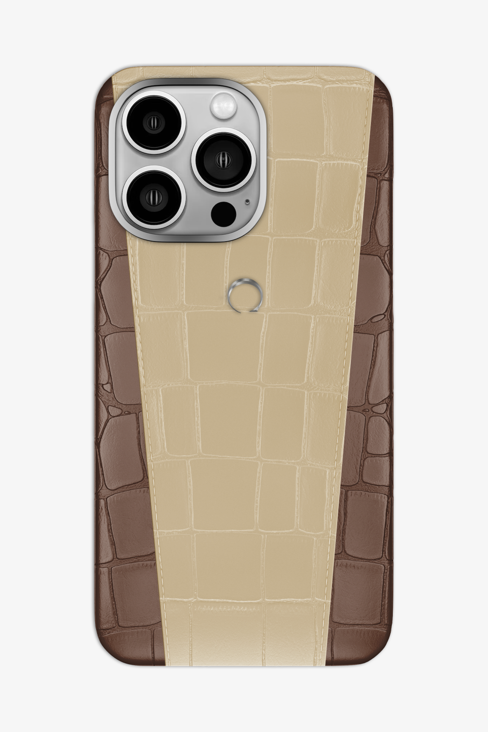 Two-tone Alligator Case for iPhone 16 Pro Max - Cocoa / Vanilla - zollofrance