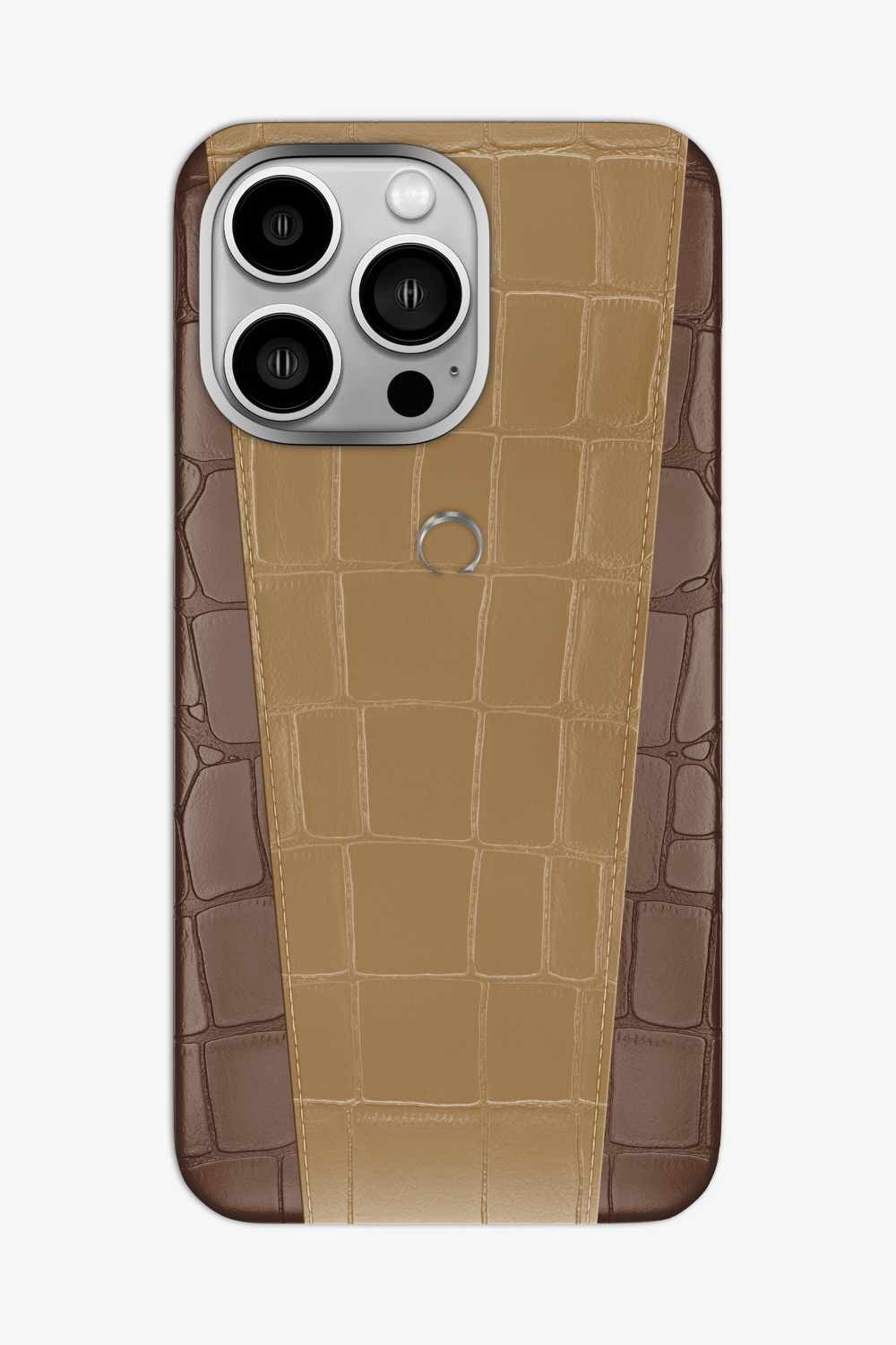 Two-tone Alligator Case for iPhone 16 Pro Max - Cocoa / Latte - zollofrance