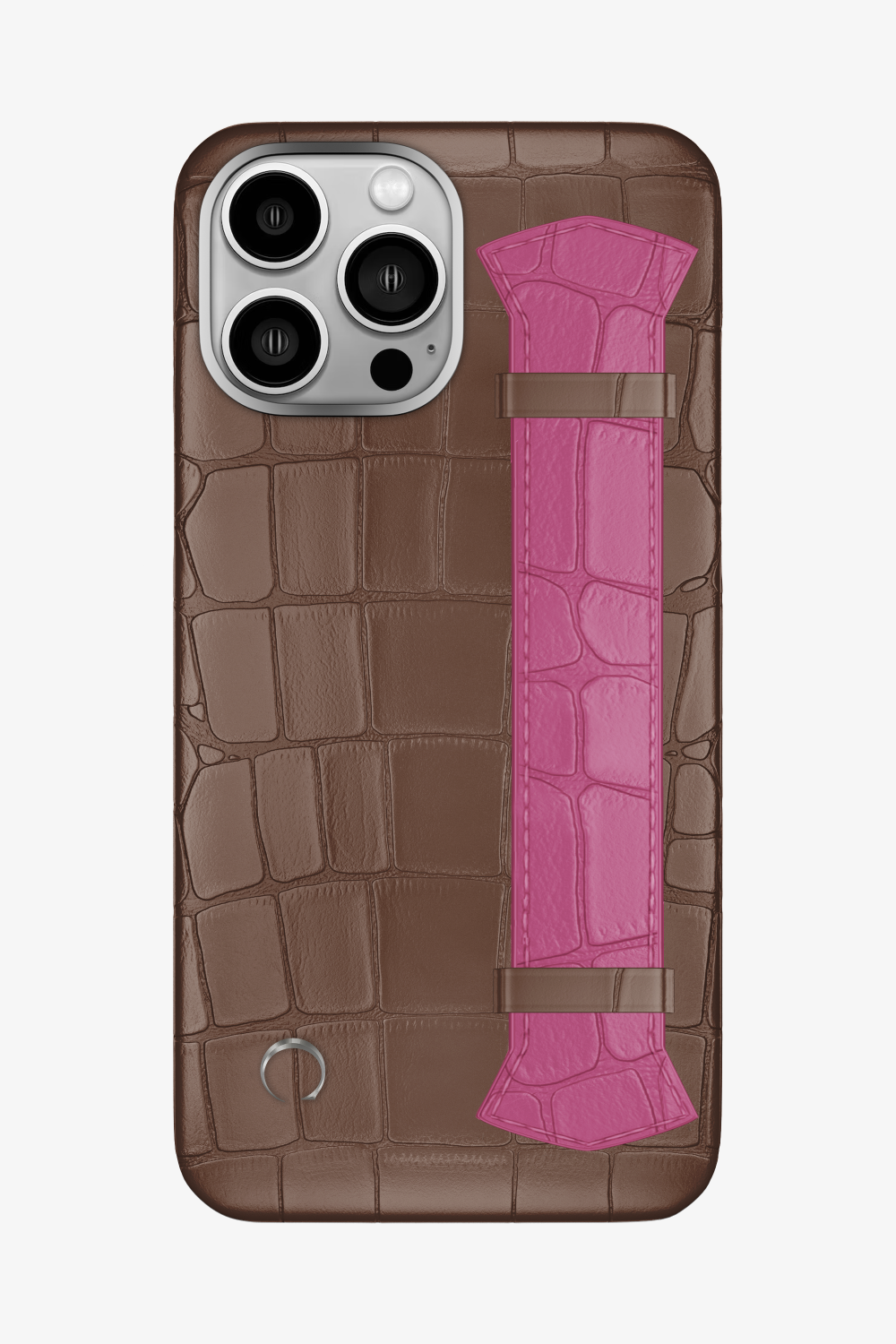 Majestic Alligator Strap Case for iPhone 16 Pro Max - Cocoa / Pink Fuchsia - zollofrance