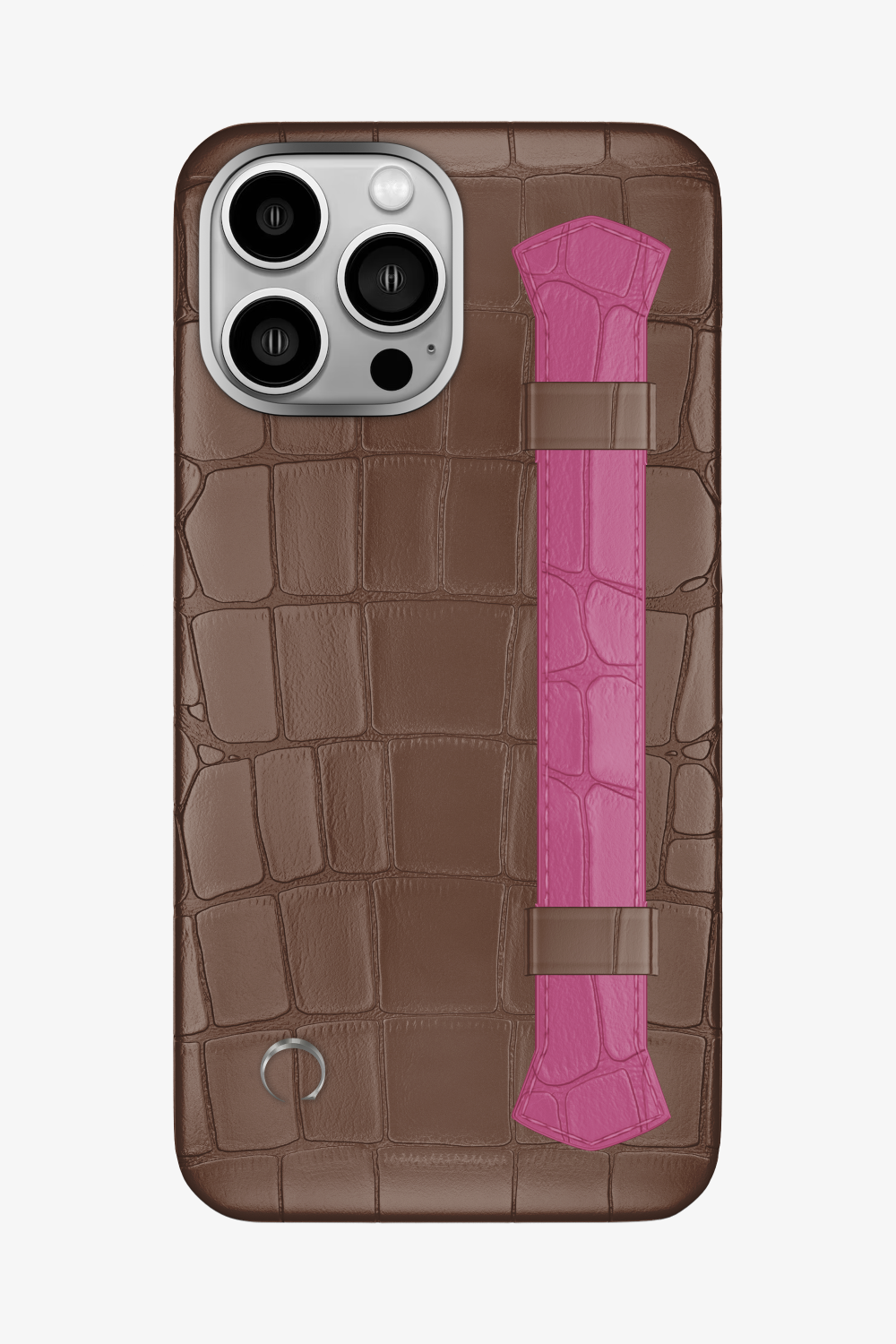 Double Headed Alligator Strap Case for iPhone 16 Pro Max - Cocoa / Pink Fuchsia - zollofrance