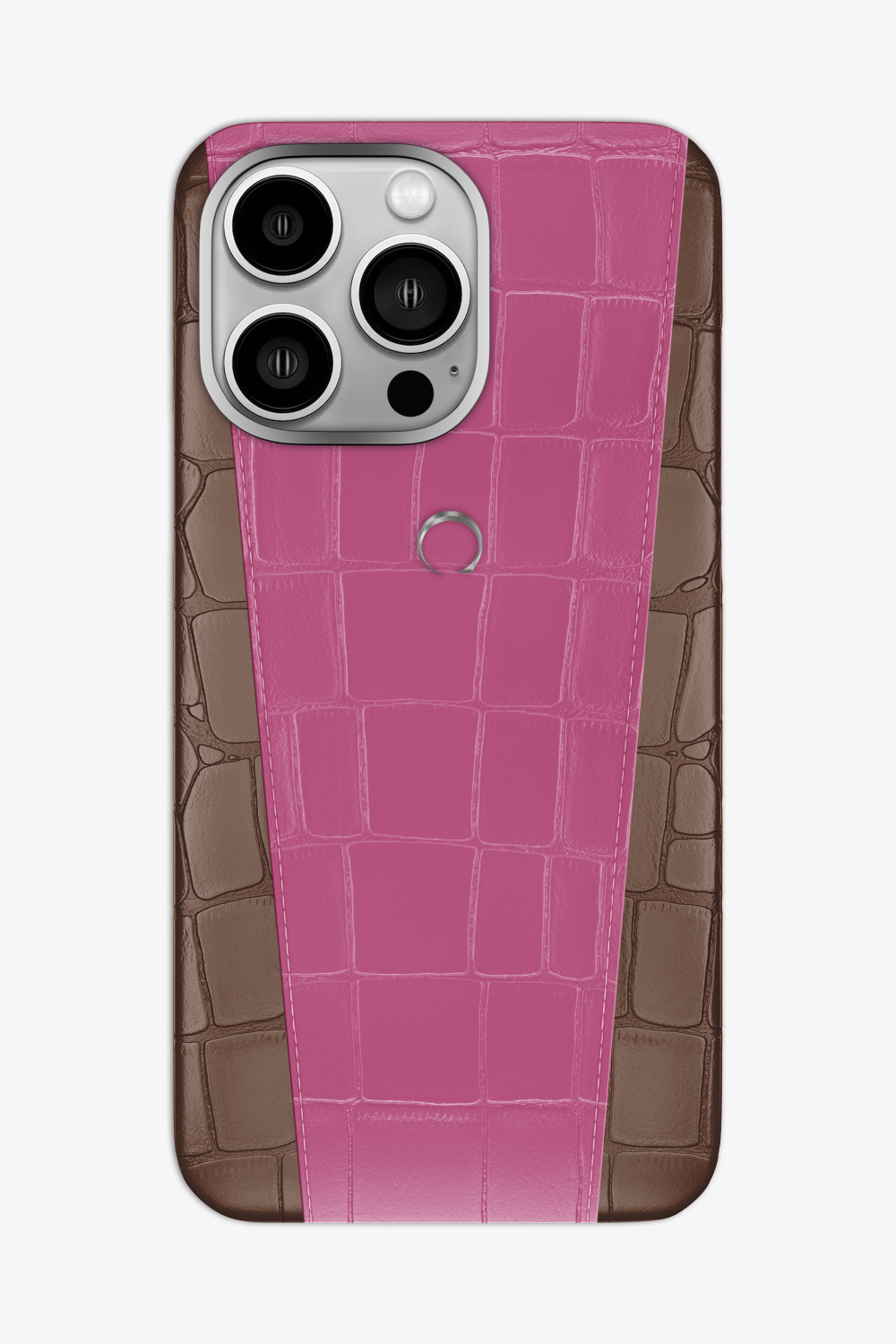 Two-tone Alligator Case for iPhone 16 Pro Max - Cocoa / Pink Fuchsia - zollofrance