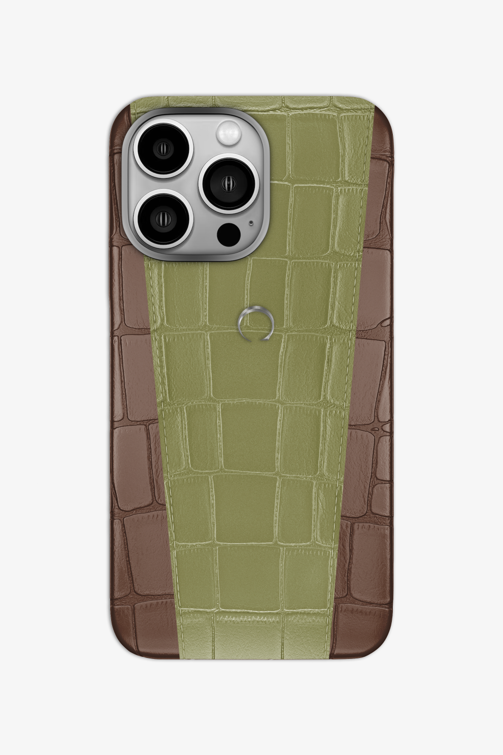 Two-tone Alligator Case for iPhone 16 Pro - Cocoa / Khaki - zollofrance