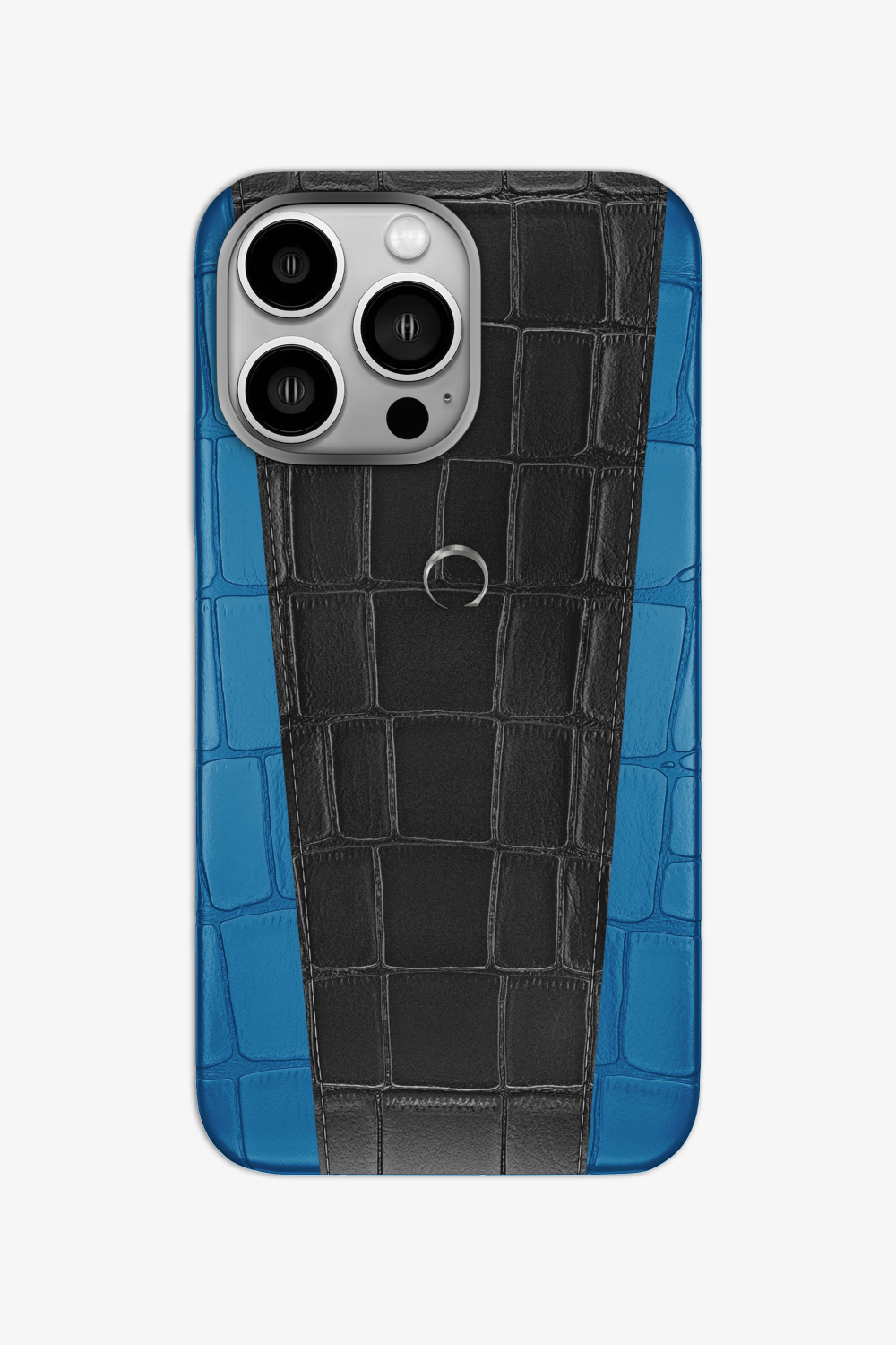 Two-tone Alligator Case for iPhone 16 Pro - Blue Lagoon / Black - zollofrance