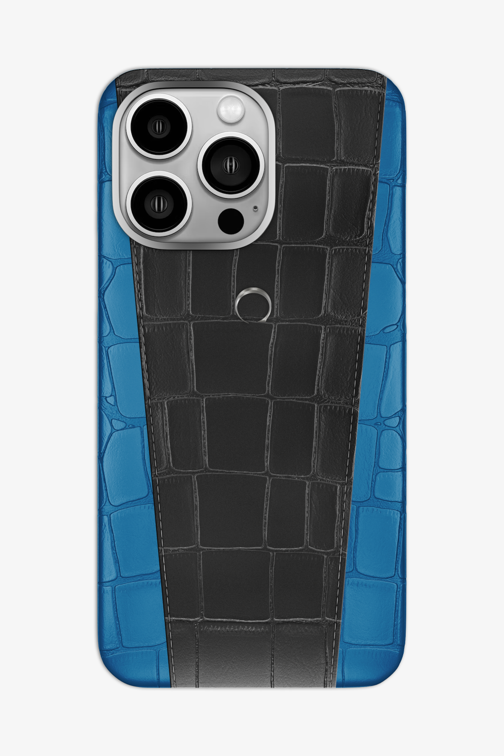 Two-tone Alligator Case for iPhone 16 Pro Max - Blue Lagoon / Black - zollofrance