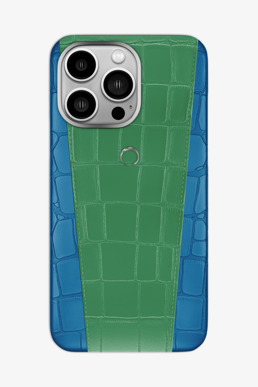 Two-tone Alligator Case for iPhone 16 Pro Max - Blue Lagoon / Green Emerald - zollofrance