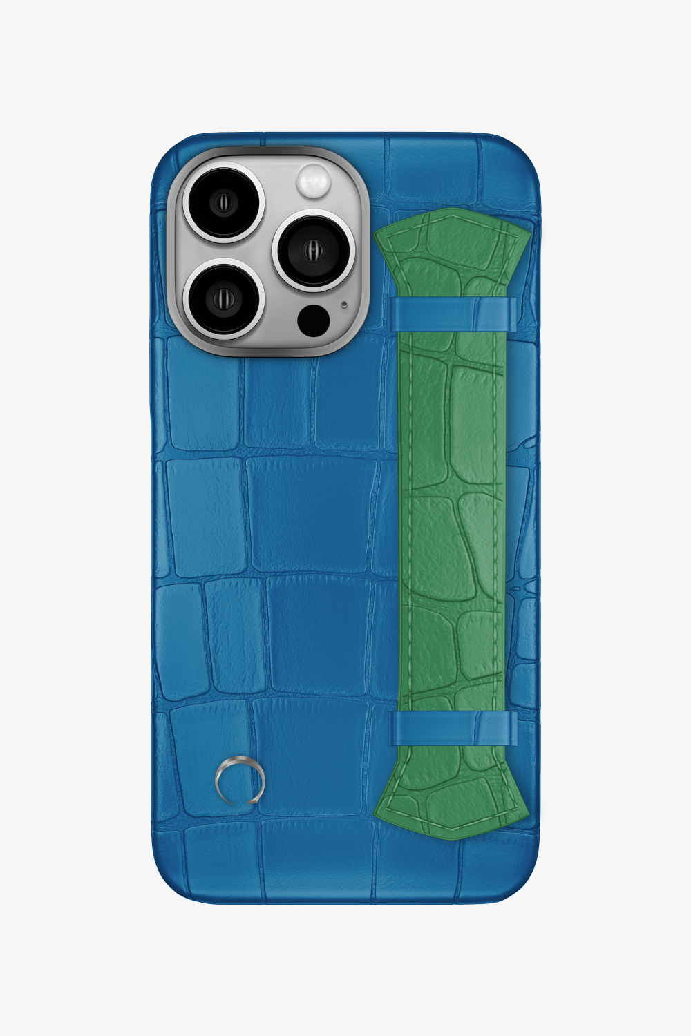 Majestic Alligator Strap Case for iPhone 16 Pro - Blue Lagoon / Green Emerald - zollofrance