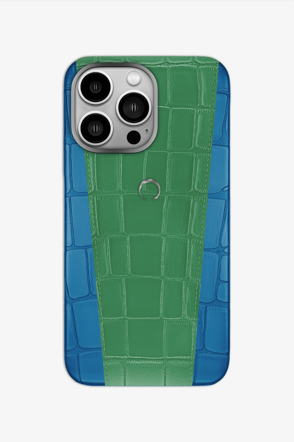 Two-tone Alligator Case for iPhone 16 Pro - Blue Lagoon / Green Emerald - zollofrance