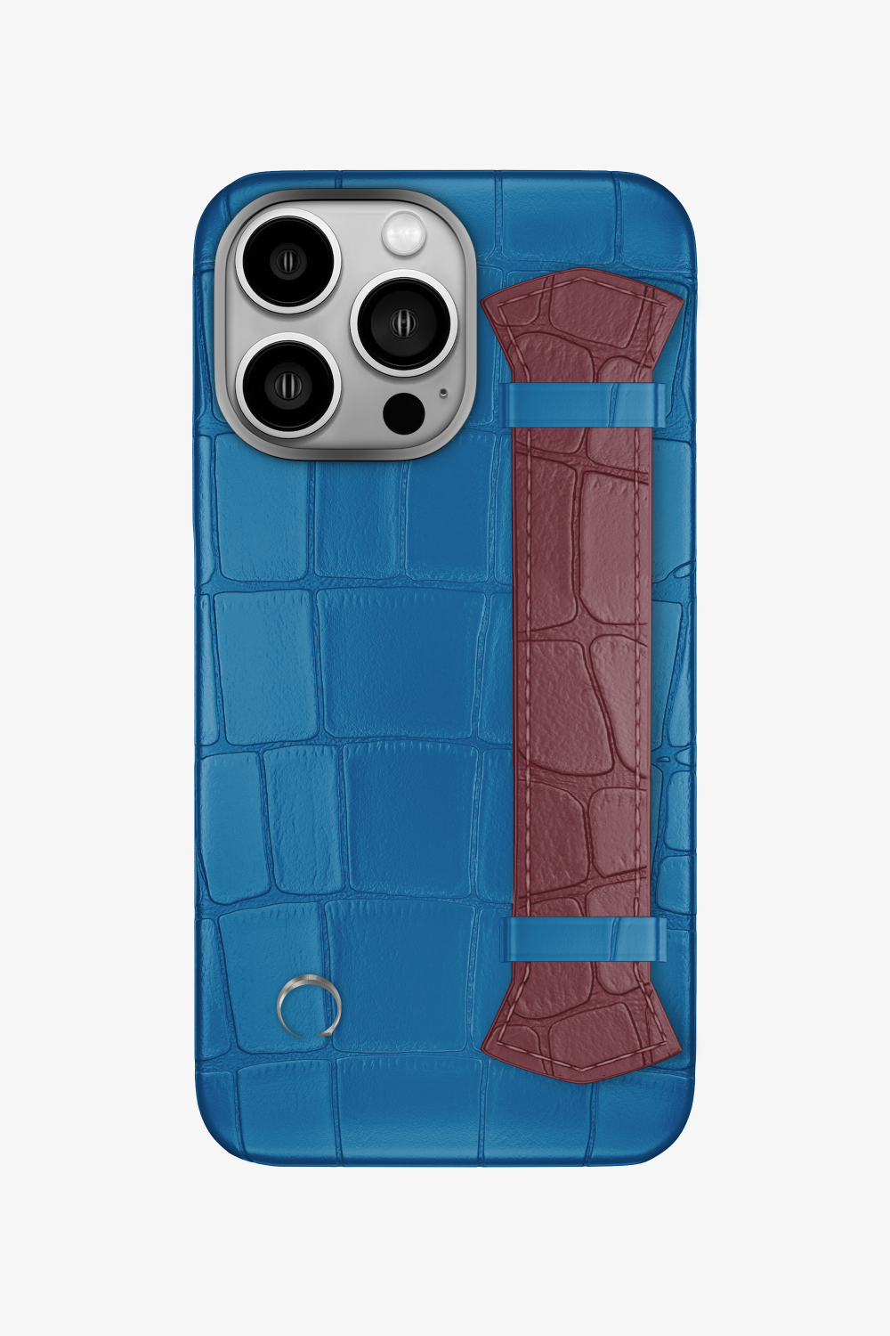 Majestic Alligator Strap Case for iPhone 16 Pro - Blue Lagoon / Burgundy - zollofrance