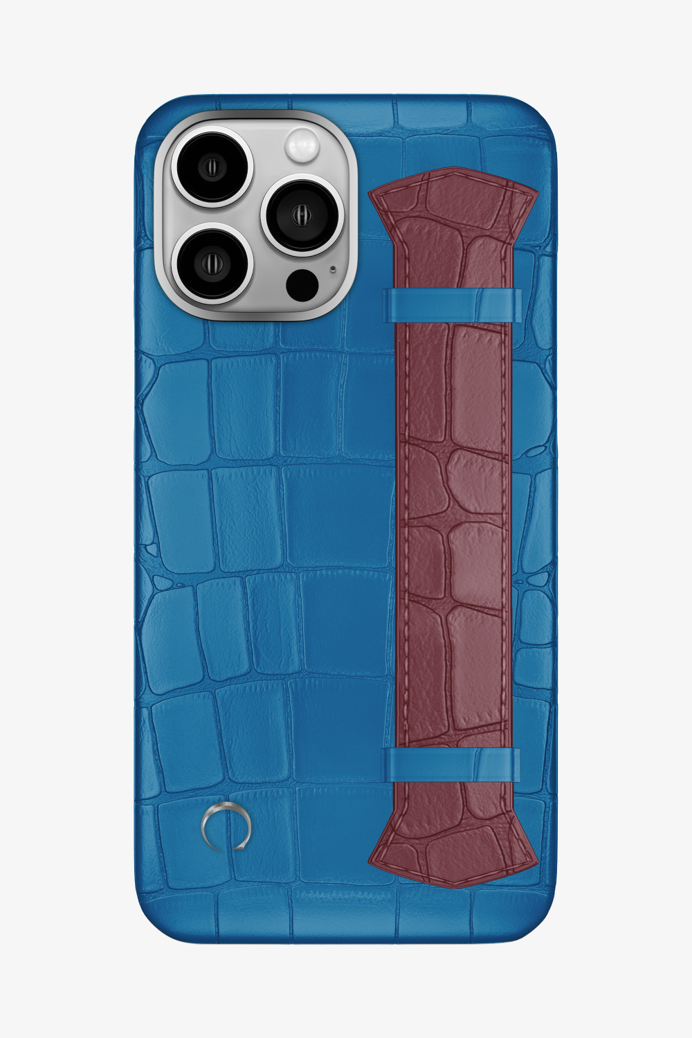 Majestic Alligator Strap Case for iPhone 16 Pro Max - Blue Lagoon / Burgundy - zollofrance