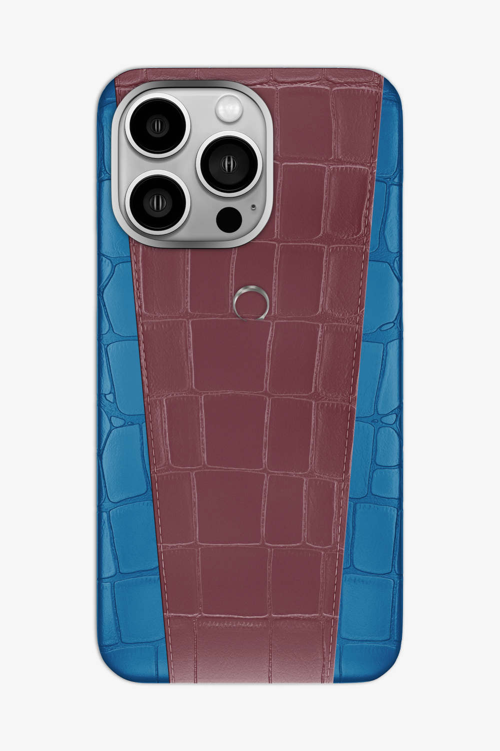 Two-tone Alligator Case for iPhone 16 Pro Max - Blue Lagoon / Burgundy - zollofrance