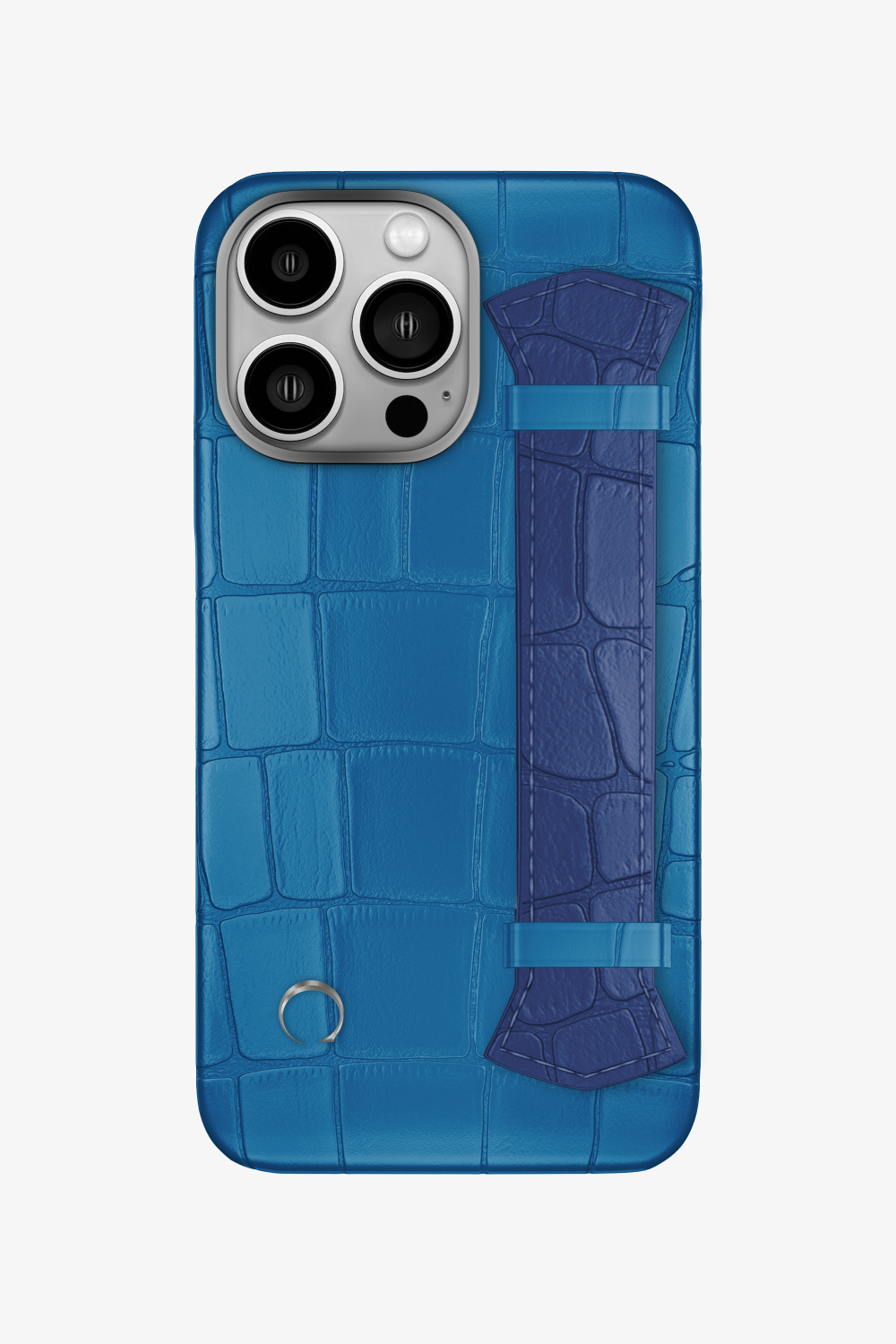 Majestic Alligator Strap Case for iPhone 16 Pro - Blue Lagoon / Navy Blue - zollofrance