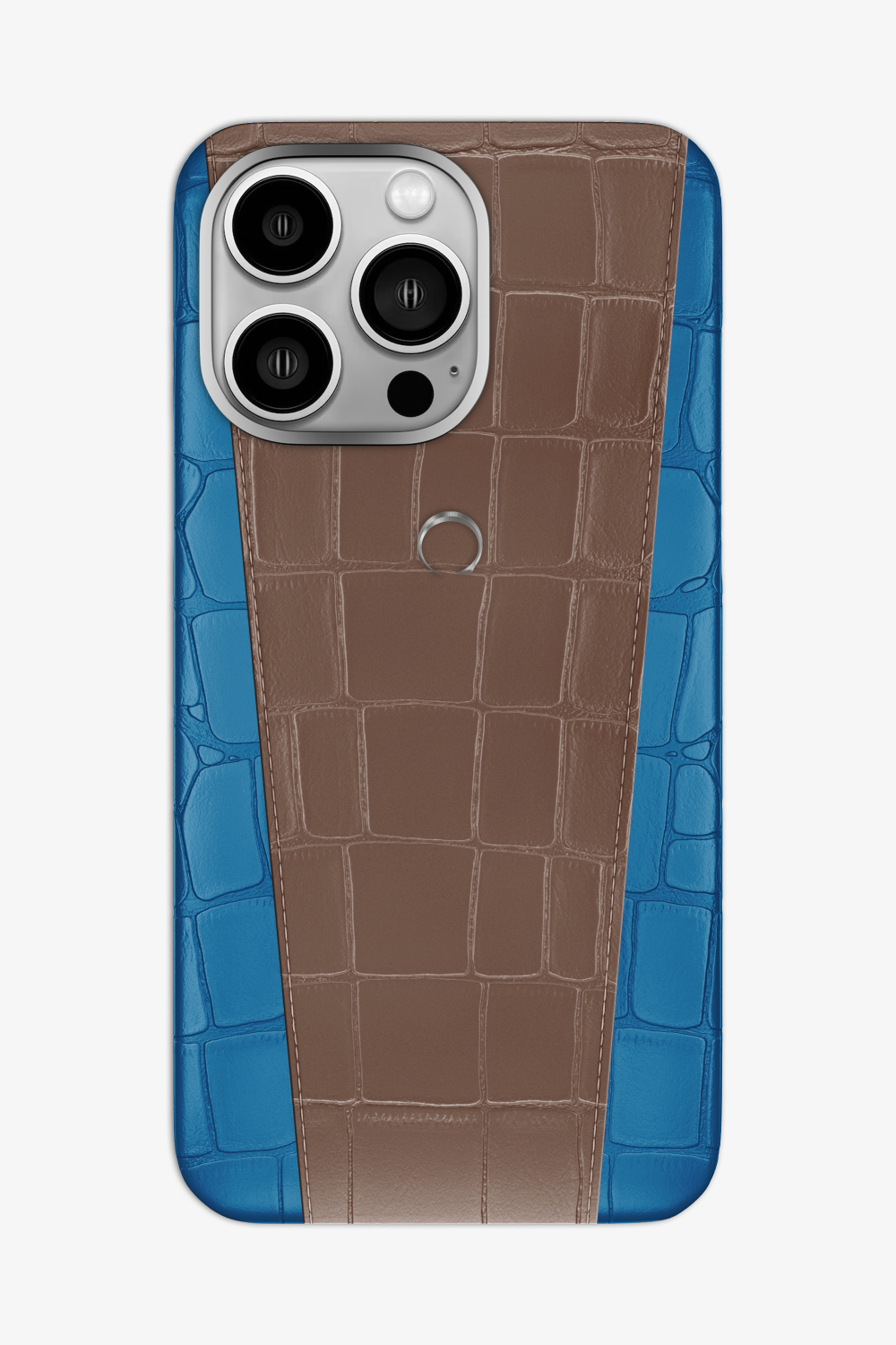 Two-tone Alligator Case for iPhone 16 Pro Max - Blue Lagoon / Cocoa - zollofrance