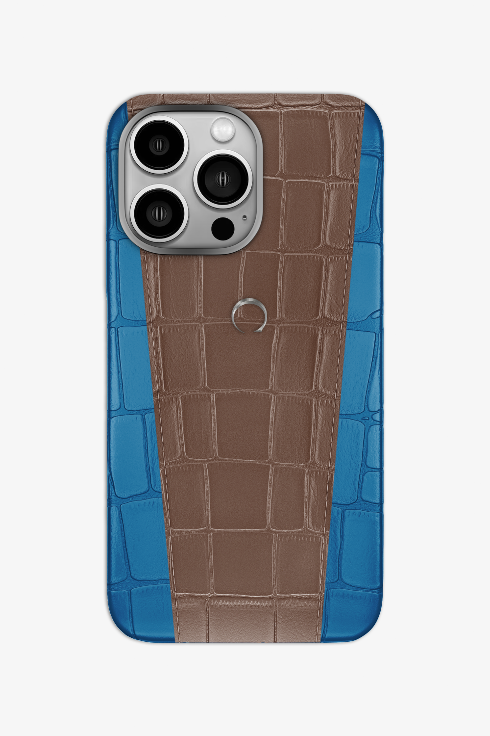 Two-tone Alligator Case for iPhone 16 Pro - Blue Lagoon / Cocoa - zollofrance