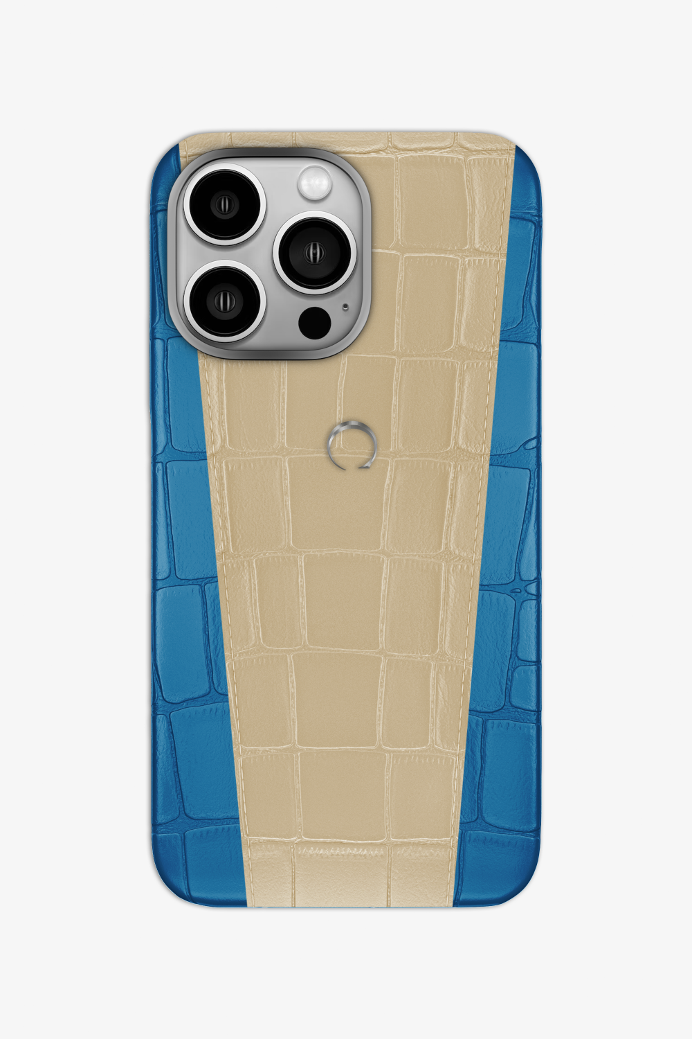 Two-tone Alligator Case for iPhone 16 Pro - Blue Lagoon / Vanilla - zollofrance