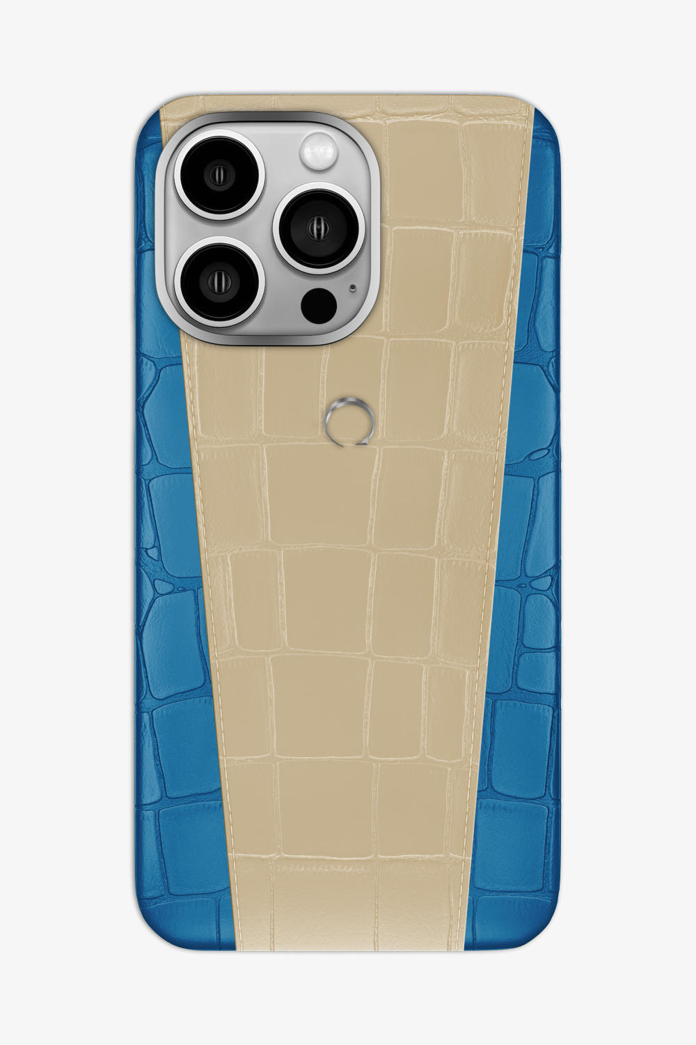 Two-tone Alligator Case for iPhone 16 Pro Max - Blue Lagoon / Vanilla - zollofrance