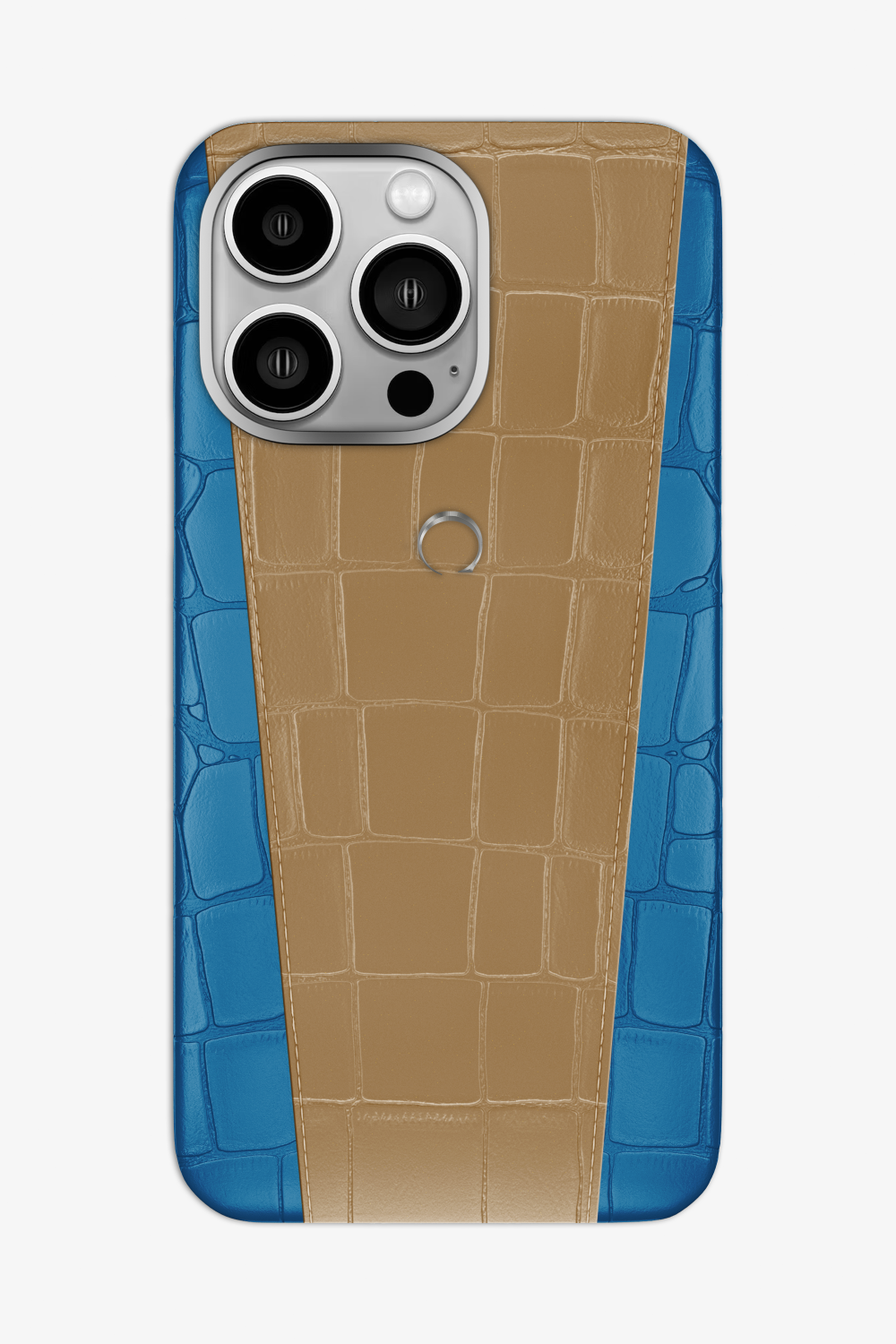 Two-tone Alligator Case for iPhone 16 Pro Max - Blue Lagoon / Latte - zollofrance