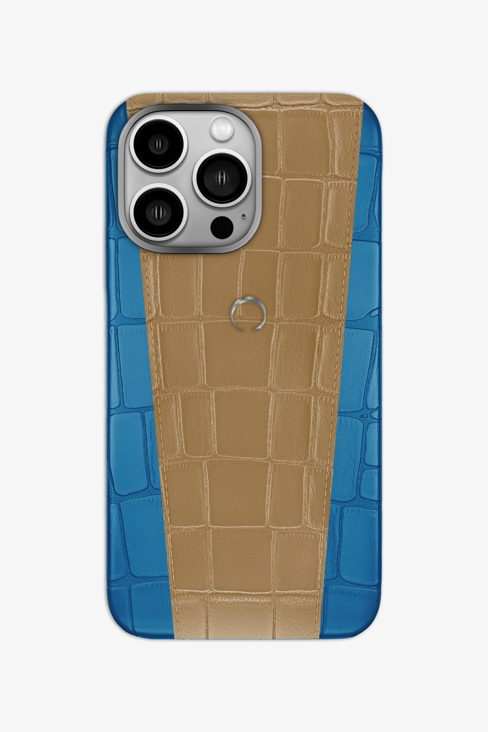 Two-tone Alligator Case for iPhone 16 Pro - Blue Lagoon / Latte - zollofrance