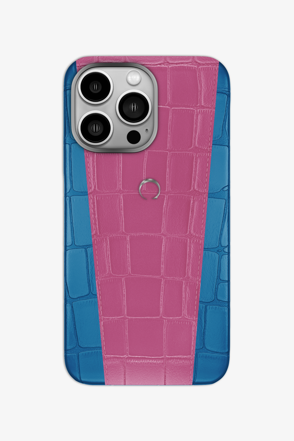 Two-tone Alligator Case for iPhone 16 Pro - Blue Lagoon / Pink Fuchsia - zollofrance