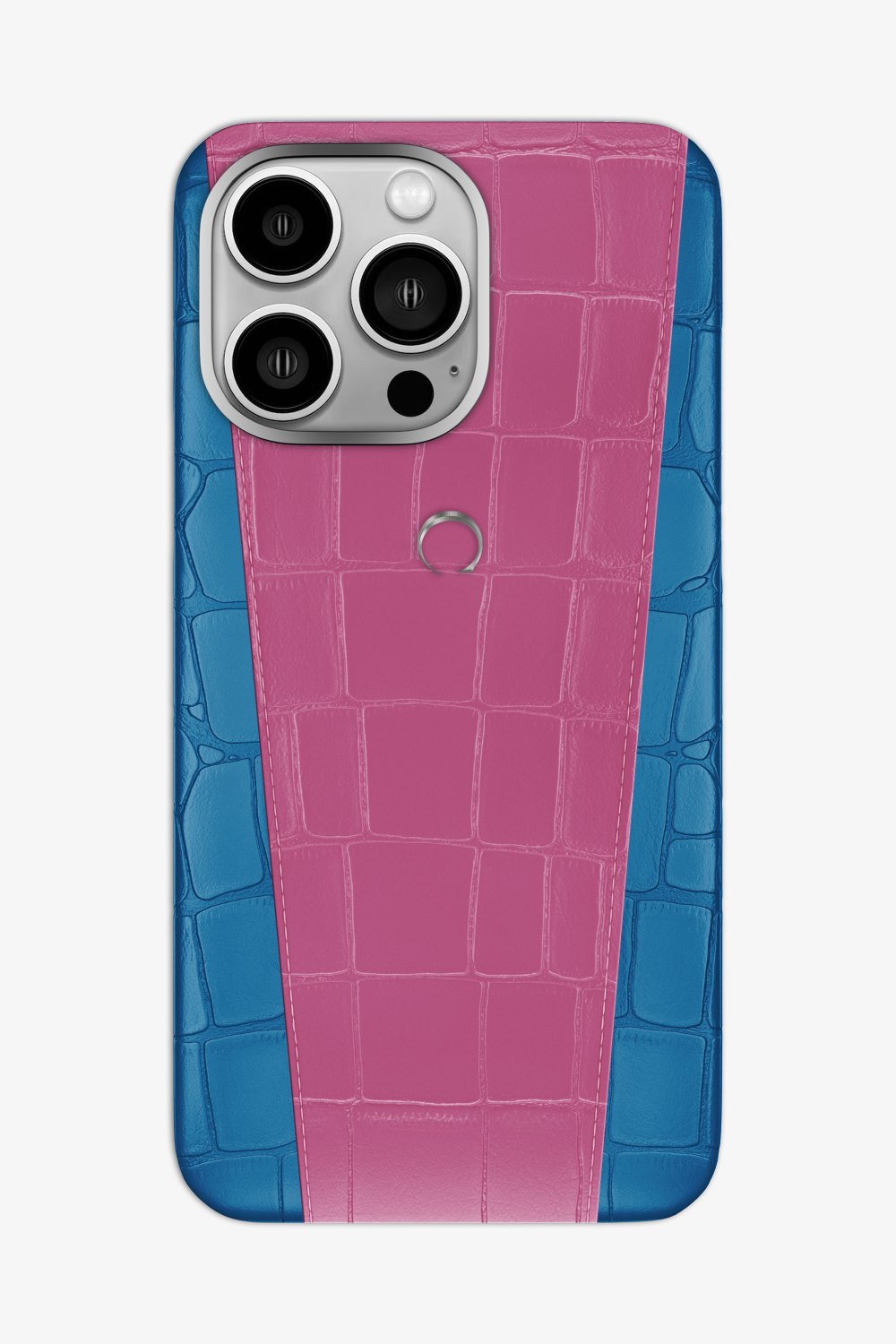 Two-tone Alligator Case for iPhone 16 Pro Max - Blue Lagoon / Pink Fuchsia - zollofrance