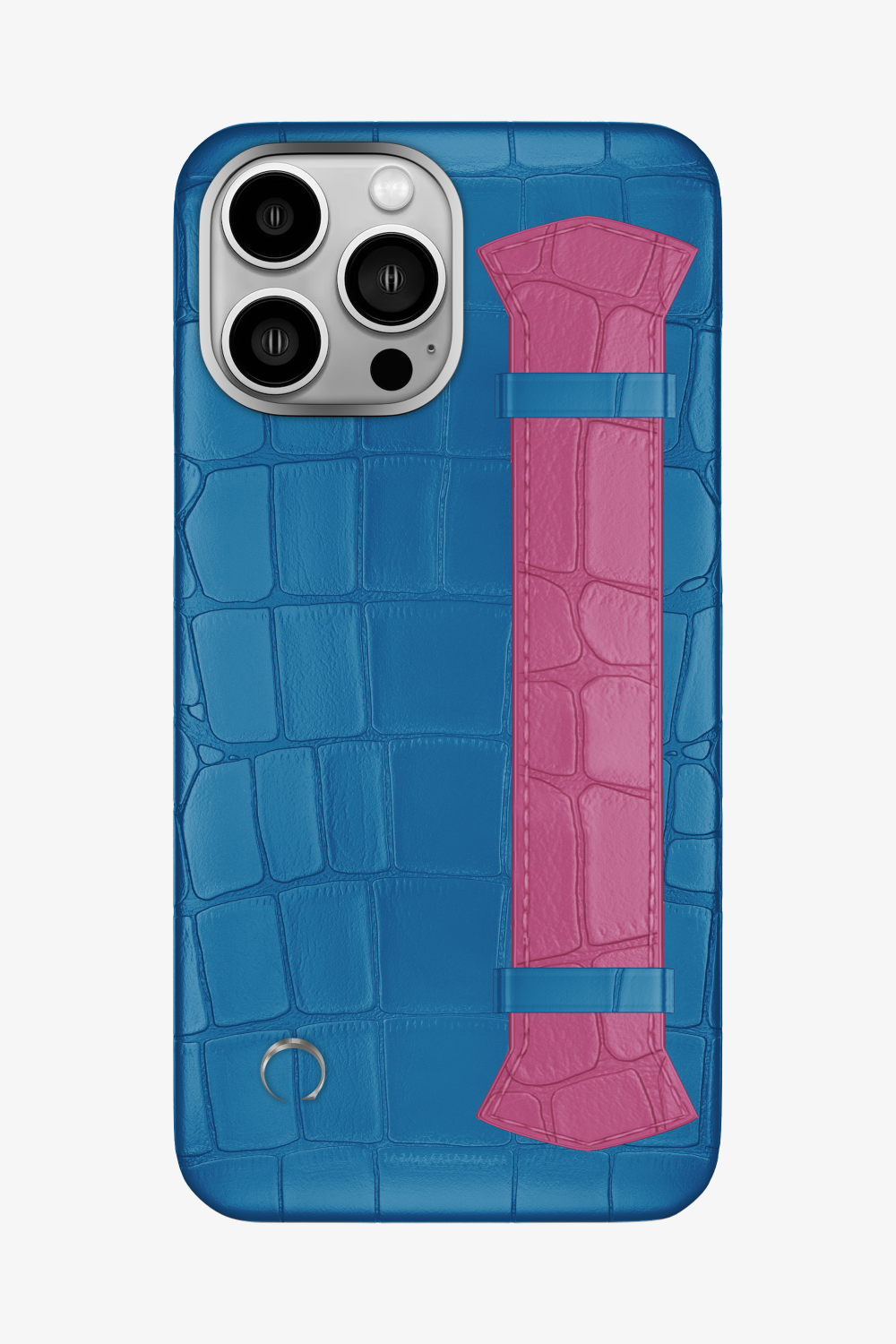 Majestic Alligator Strap Case for iPhone 16 Pro Max - Blue Lagoon / Pink Fuchsia - zollofrance