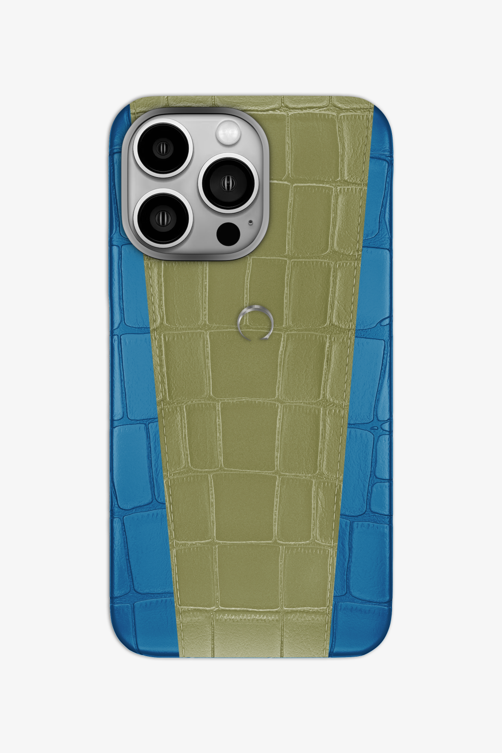 Two-tone Alligator Case for iPhone 16 Pro - Blue Lagoon / Khaki - zollofrance